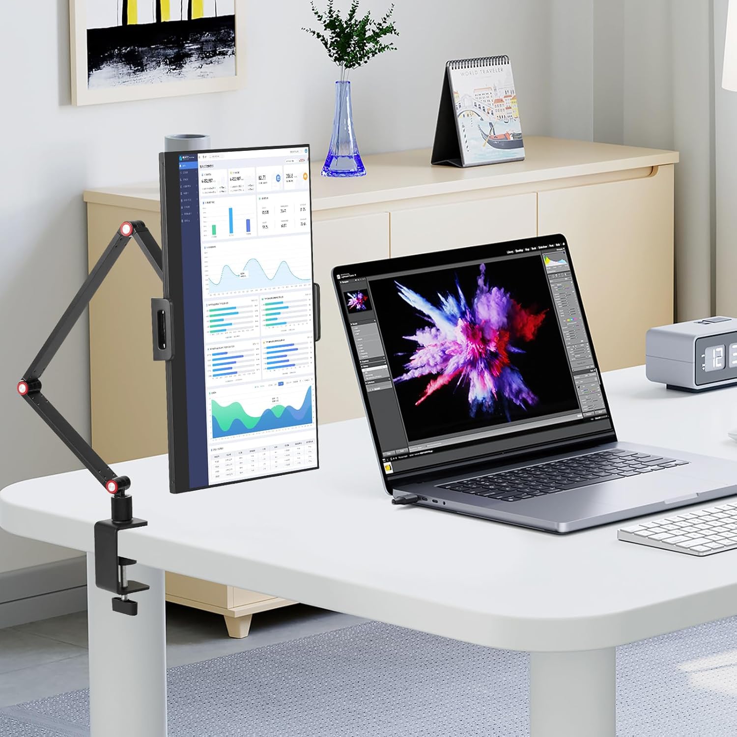 Adjustable Tablet and Monitor Stand Holder 15.6'' 16'' Desk Mount Fits 4.7-16" Devices - Image 7