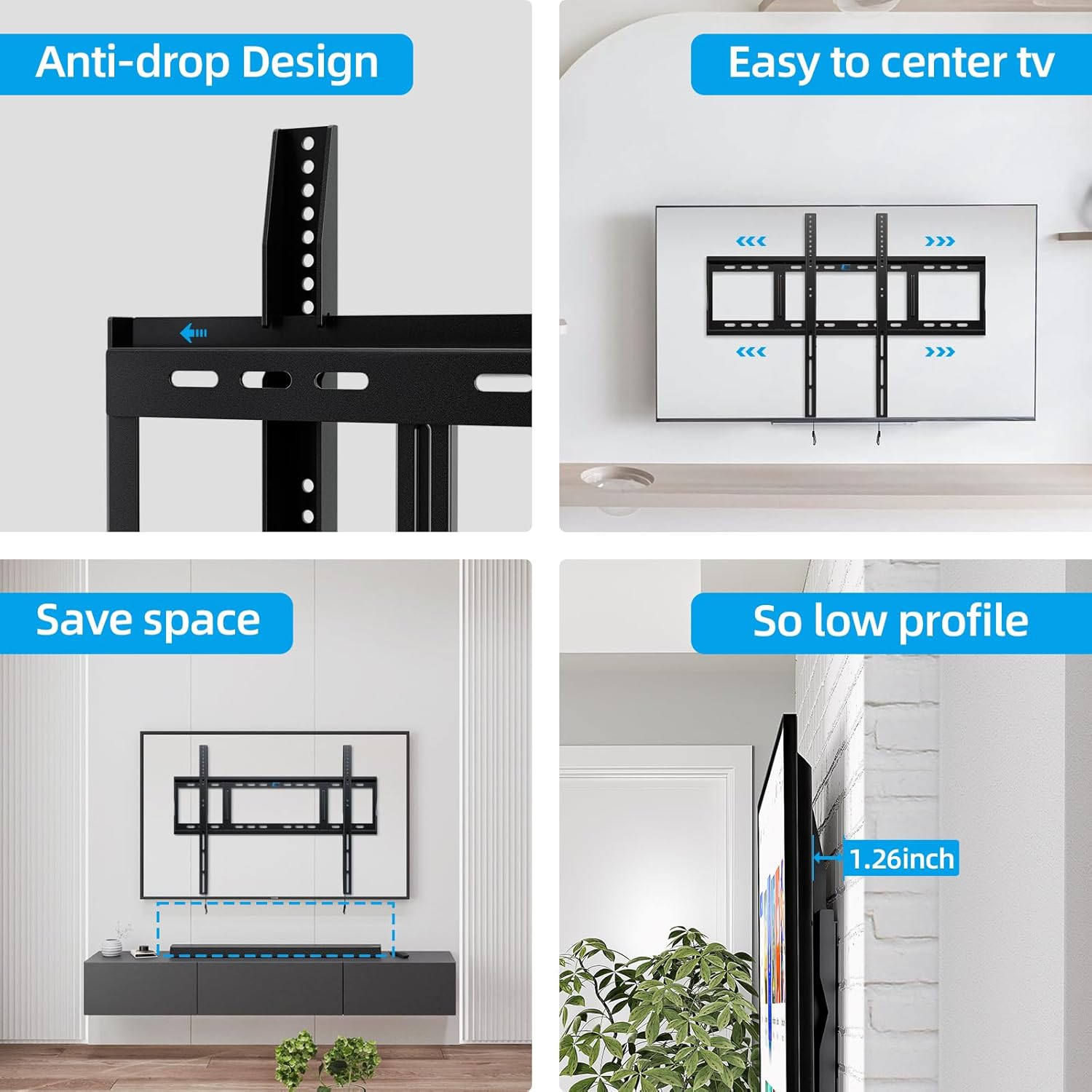 HOME VISION Heavy Duty 264 lbs Capacity 48-120 inch TV Wall Mount Bracket Slim Design - Image 3