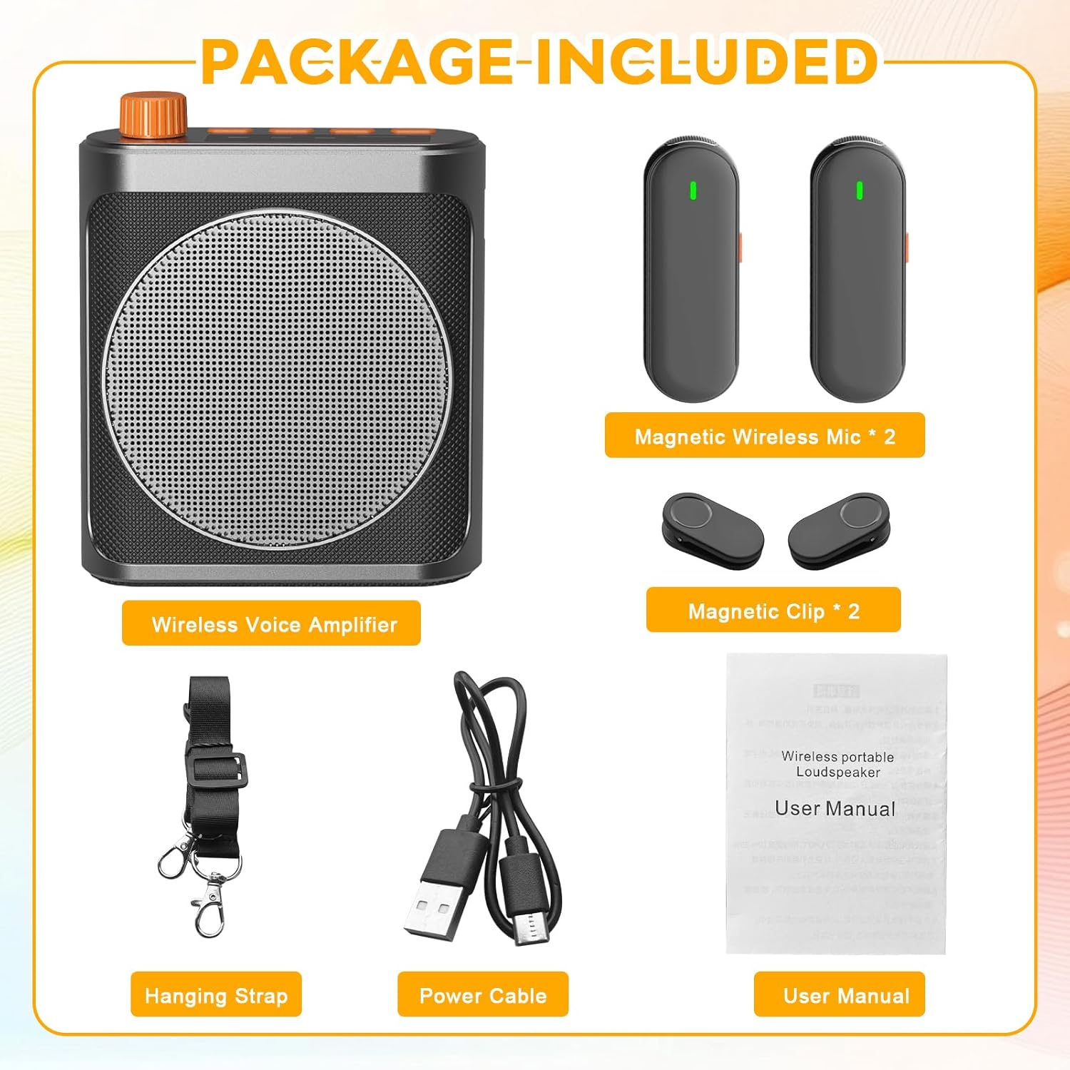 Portable Bluetooth Voice Amplifier Speaker with Magnetic Wireless Lavalier Microphone 20W Classroom/Yoga/Meeting - Image 9