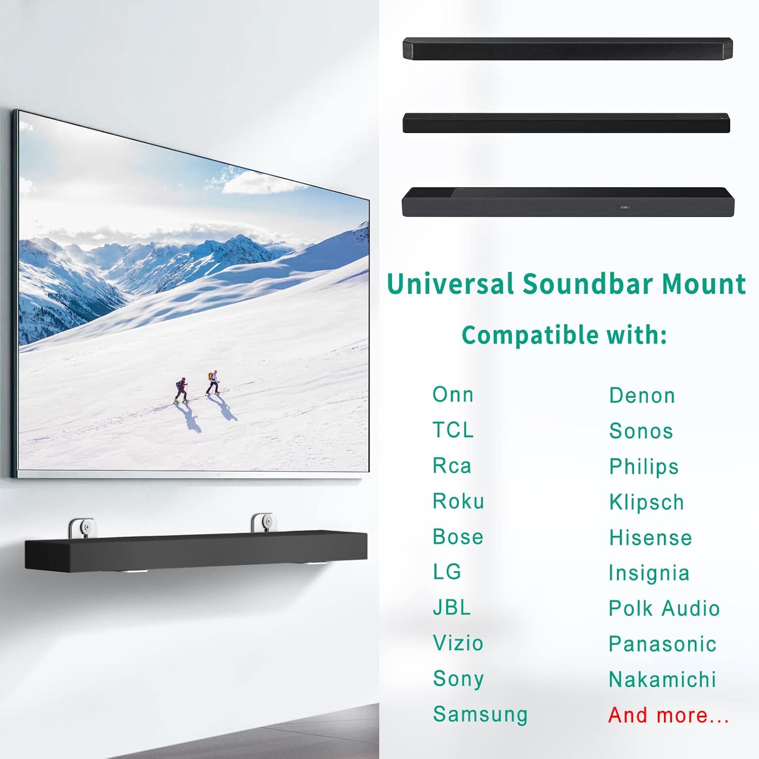 Universal Soundbar Wall Mount Bracket Floating Shelf for Samsung, LG, Sony and More - Image 3
