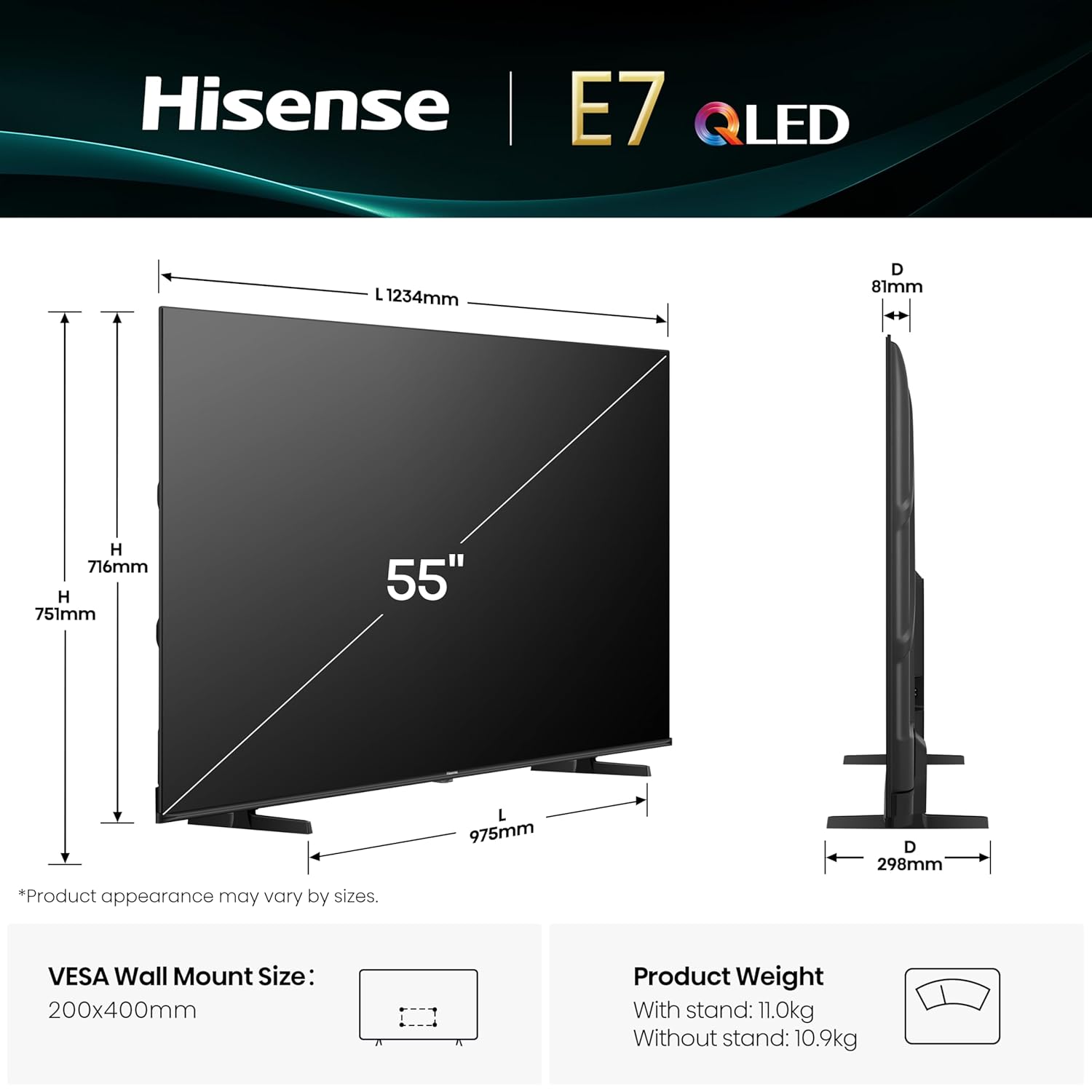 Hisense 55 Inch E7Q Series 4K UHD Smart QLED Television Black - Image 9
