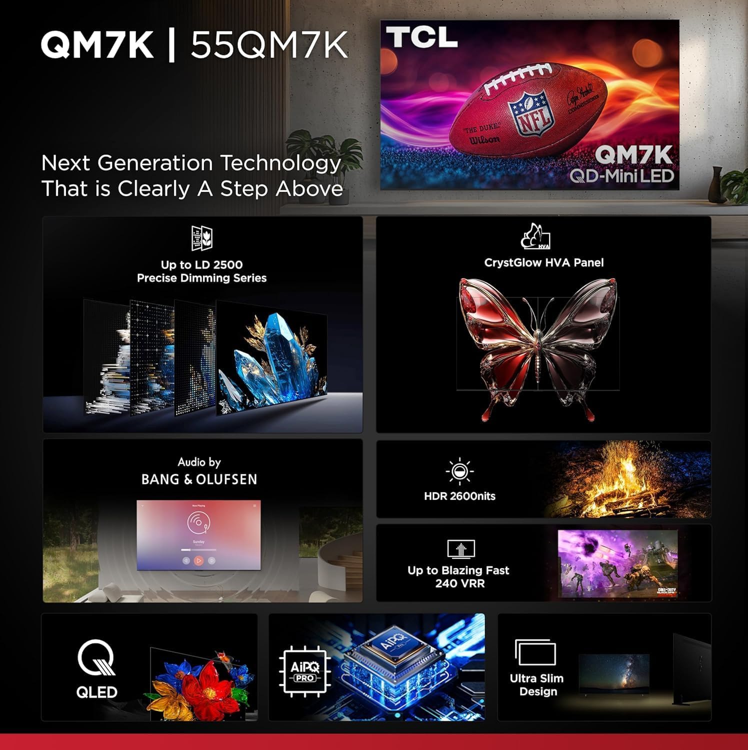 TCL 85-Inch QM7K QD Mini LED Smart Google TV with Dolby Vision, Atmos, HDR, 288Hz Game Accelerator, Alexa Built-in, 12 Month CPS Protection - Image 3