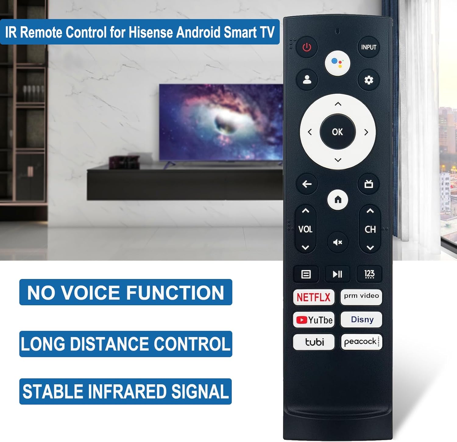 Hisense ERF3M90H Remote Control for Android LED 4K UHD Smart TVs with 6 Shortcut Buttons - Image 5