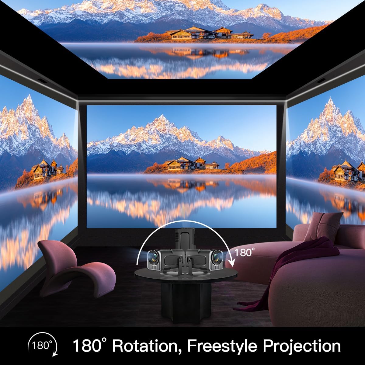 HY320 Portable Mini Projector Full HD 4K Support Android 11 WIFI 6 Bluetooth 5 300ANSI 130" Screen 270° Rotatable - Image 6
