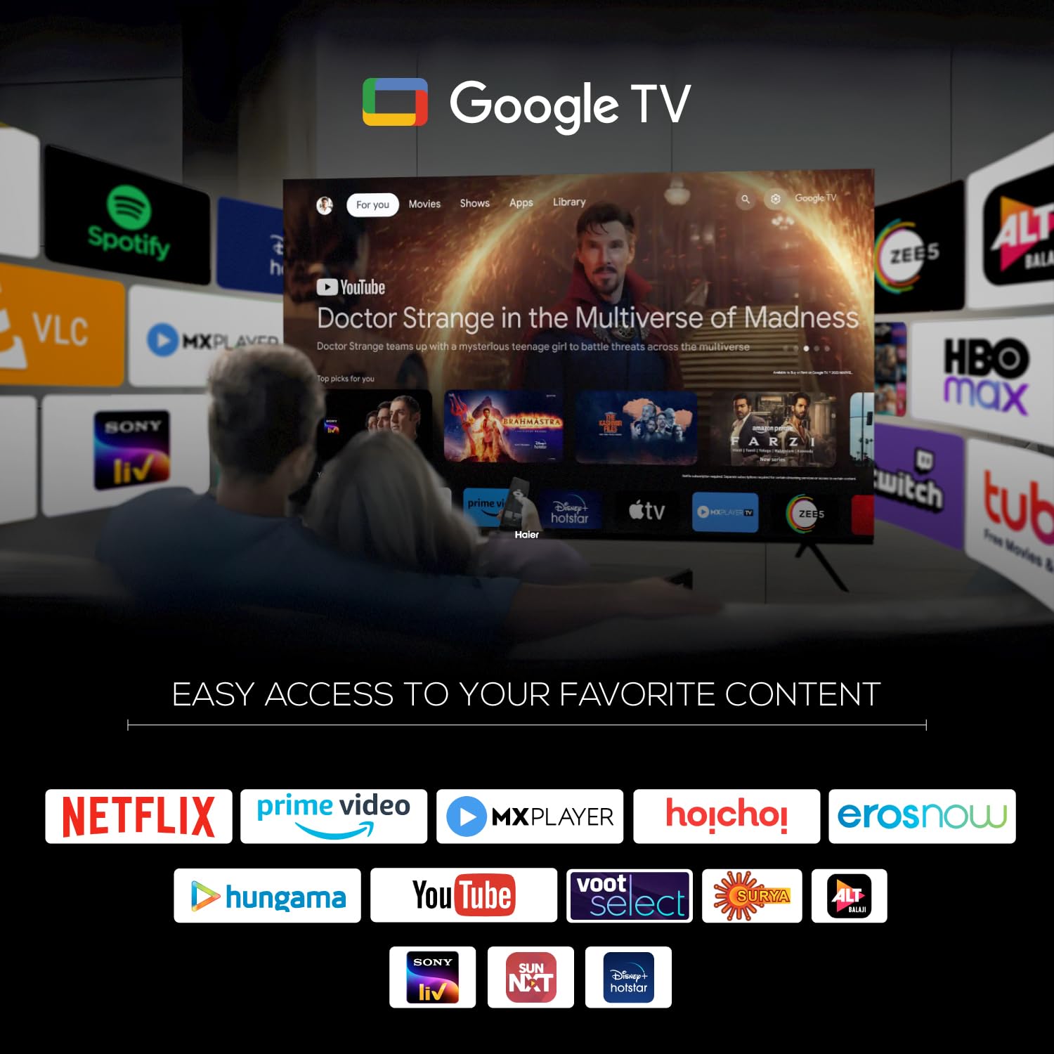 Haier 32 Inch HD Ready Smart Google TV LE32W400G Black - Image 3