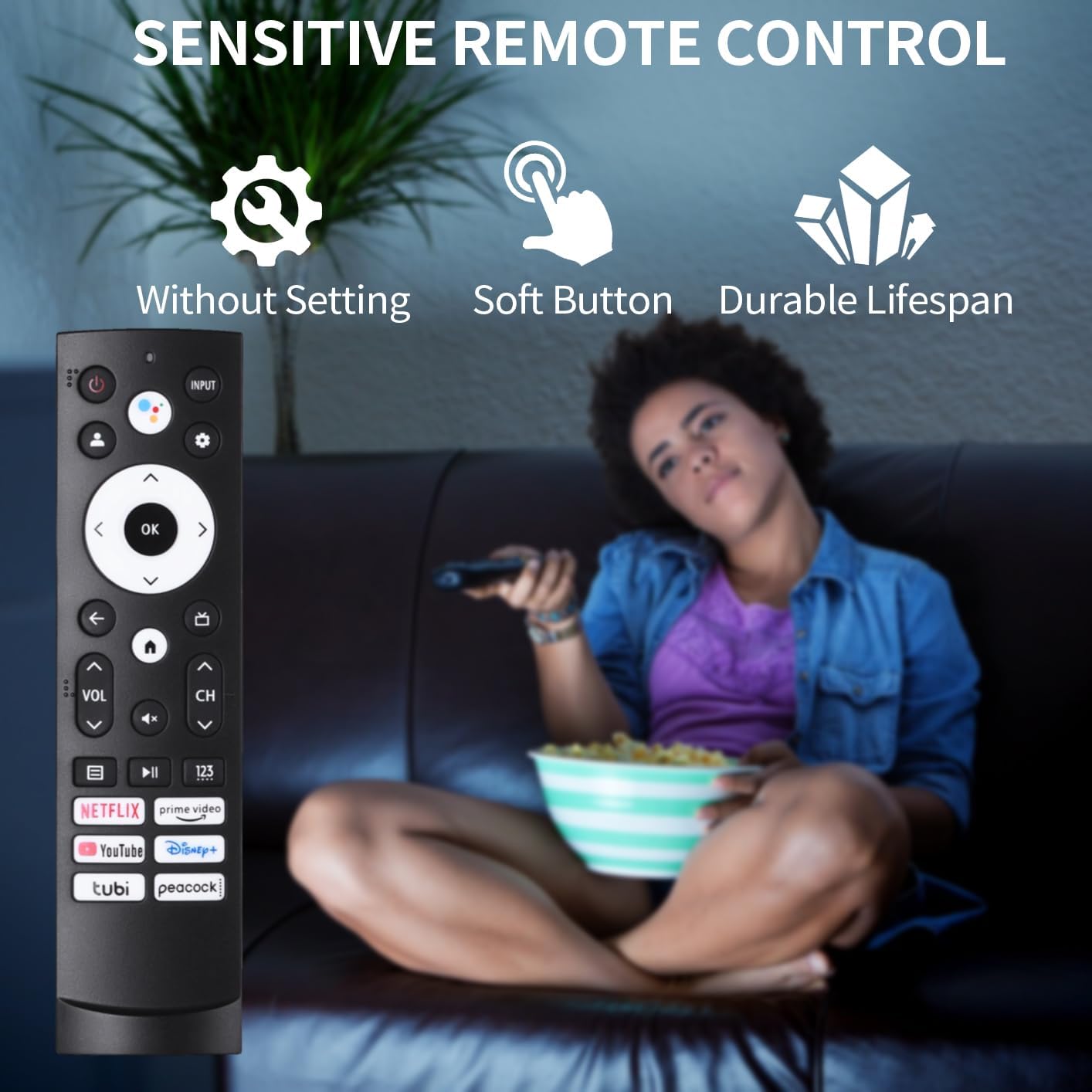 Hisense Google 4K UHD Smart TV Remote Control Replacement for 65U8H 75U8H 50U6H 55U6H 65U7K 55U8K Models - Image 3