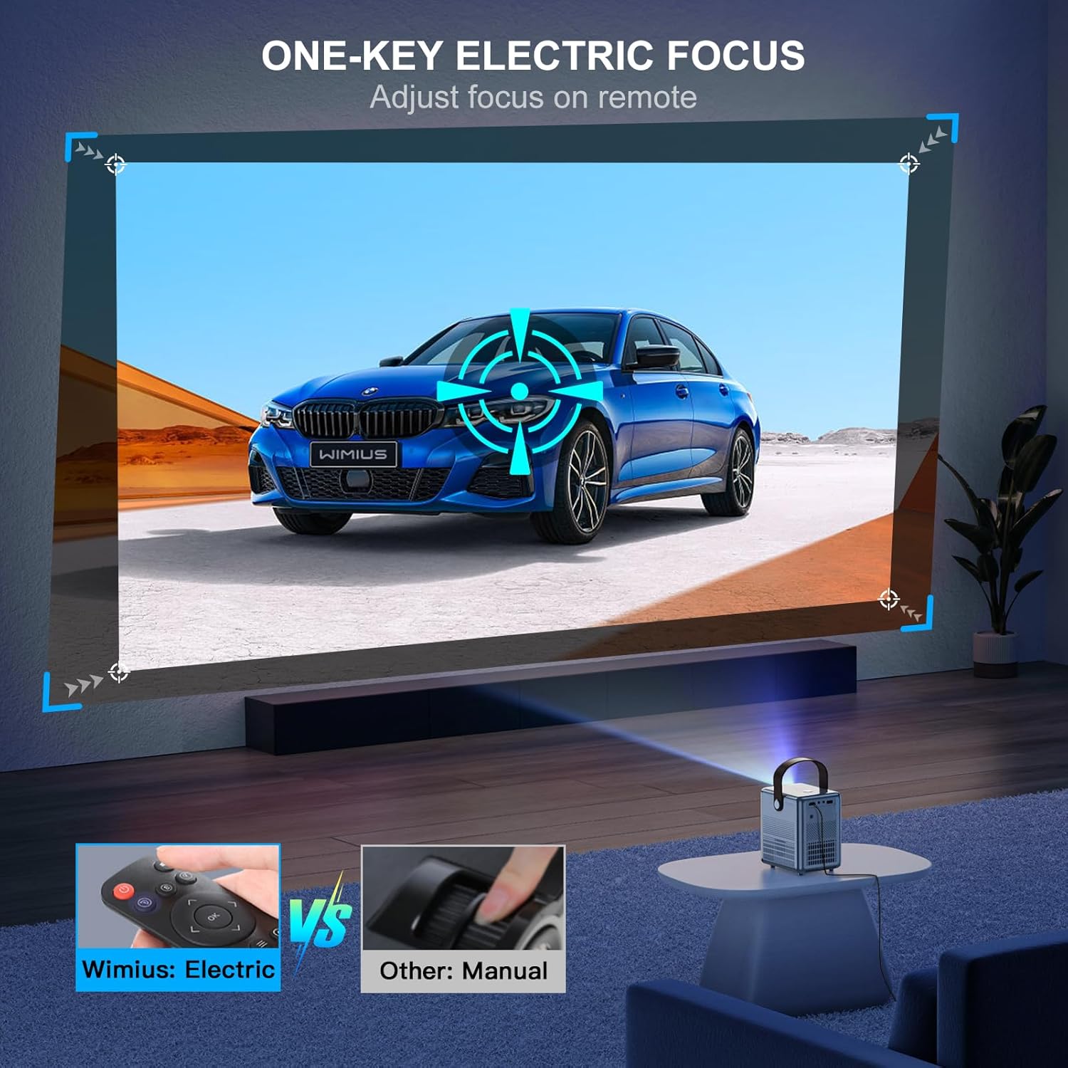 WIMIUS 1080P Mini Portable Outdoor Projector, 5G WiFi Bluetooth, 300" Display, New Condition - Image 2
