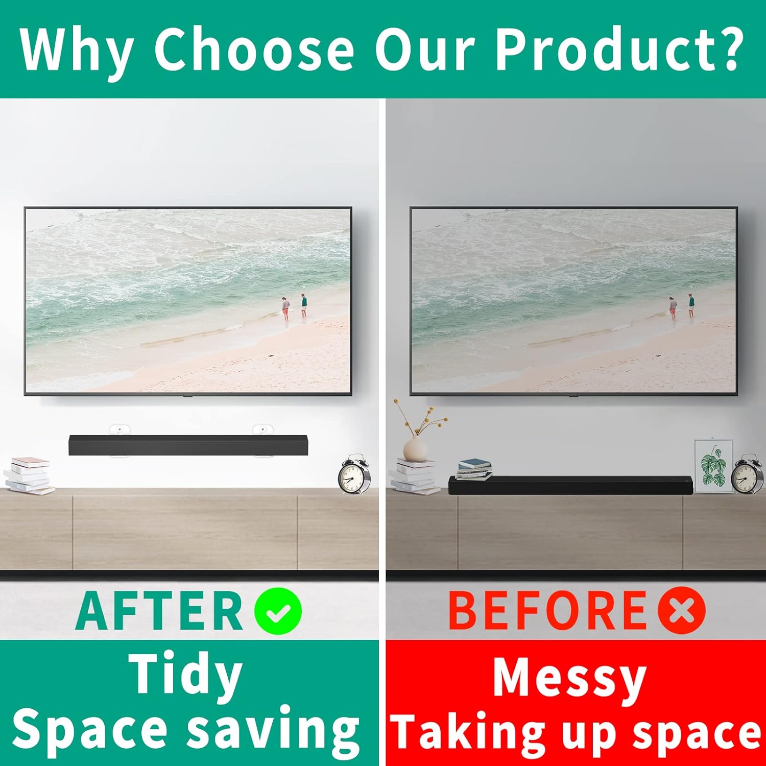 Universal Soundbar Wall Mount Bracket Floating Shelf for Samsung, LG, Sony and More - Image 2