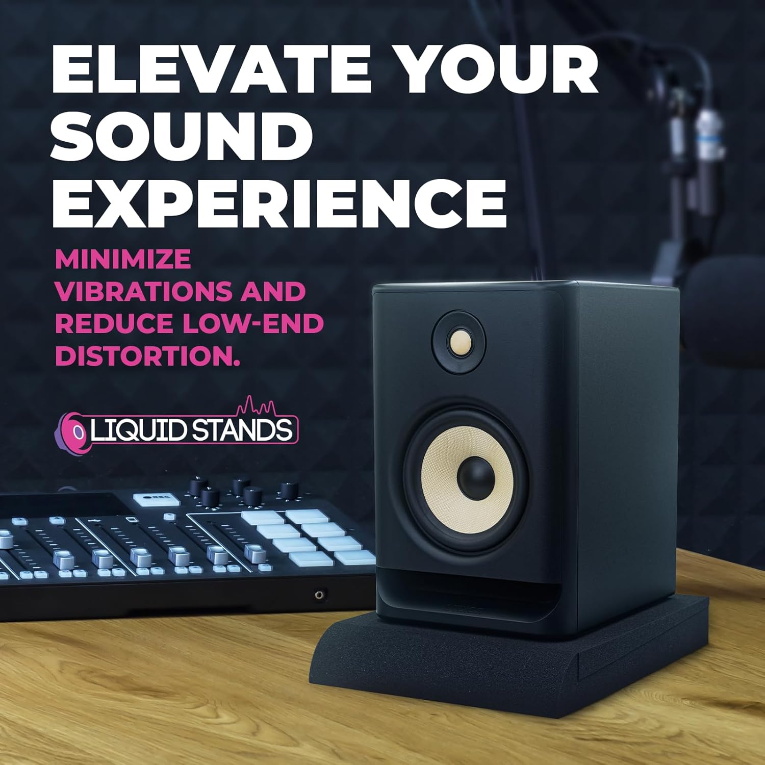 High-Density Studio Monitor Sound Isolation Pads for Speakers 3"-4.5" Angled Risers Prevent Vibrations - Image 5