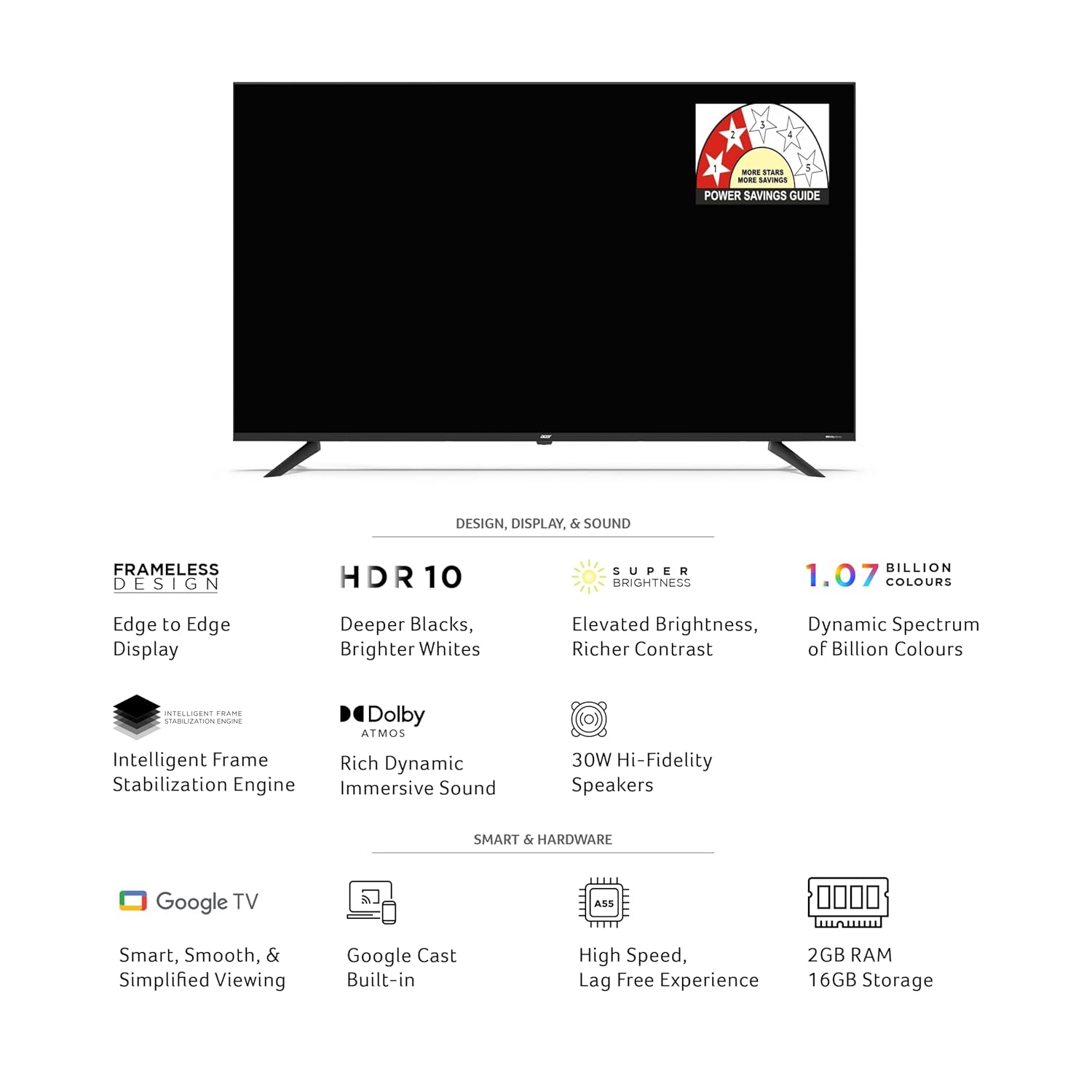 Acer 50 Inch 4K Ultra HD LED Smart Google TV G Plus Series AR50UDGGR2851AD - Image 2