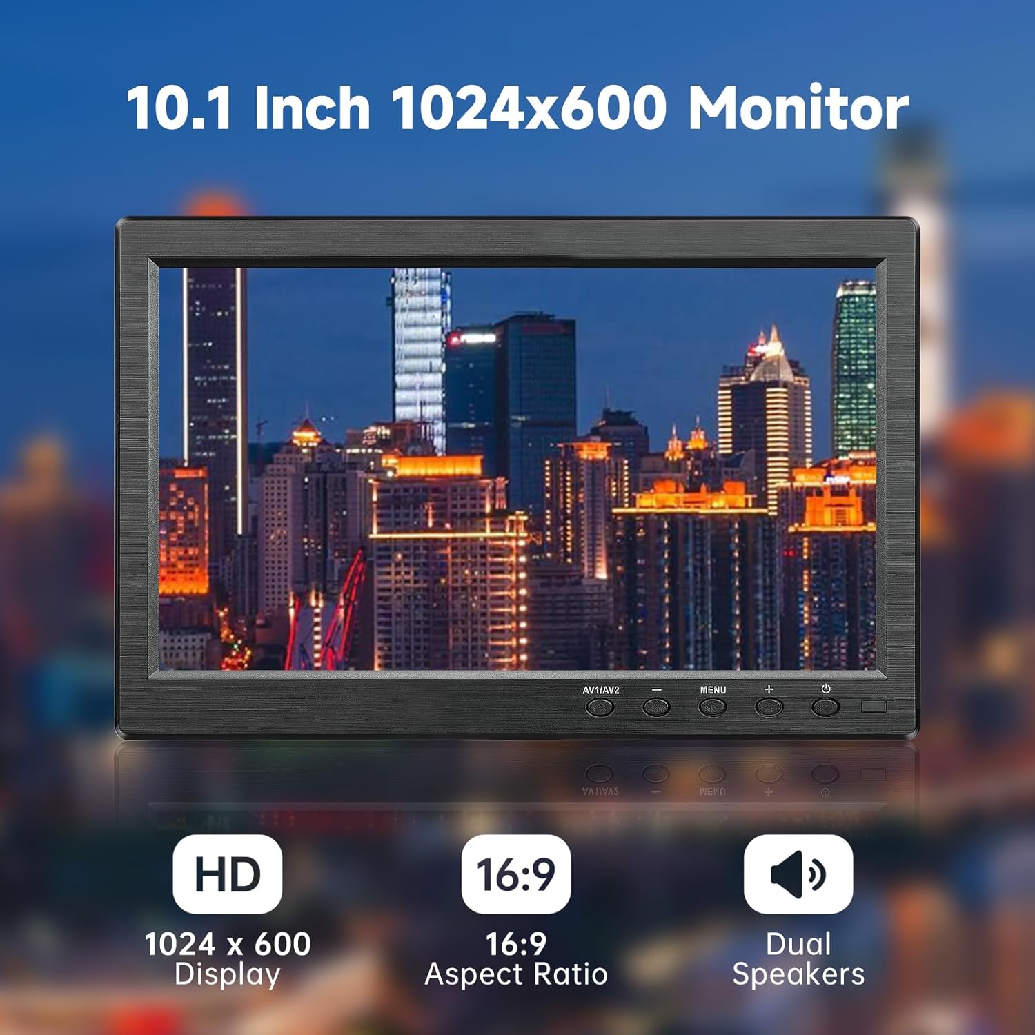 10.1 Inch HD Security Monitor with HDMI VGA BNC AV USB Ports, Built-in Speakers, Remote Control - Image 2