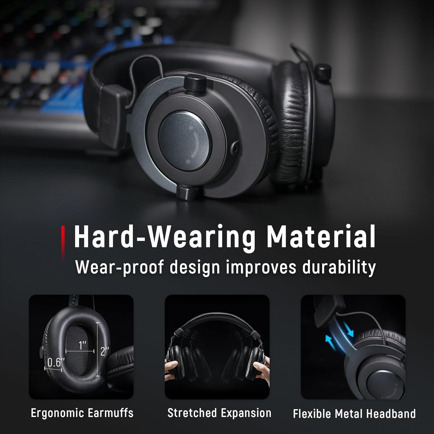 FIFINE H8 Black Studio Over-Ear Wired Monitor Headphones for Recording Podcast Streaming Comfortable Detachable Cables 3.5mm 6.35mm Jack PC Mixer - Image 6