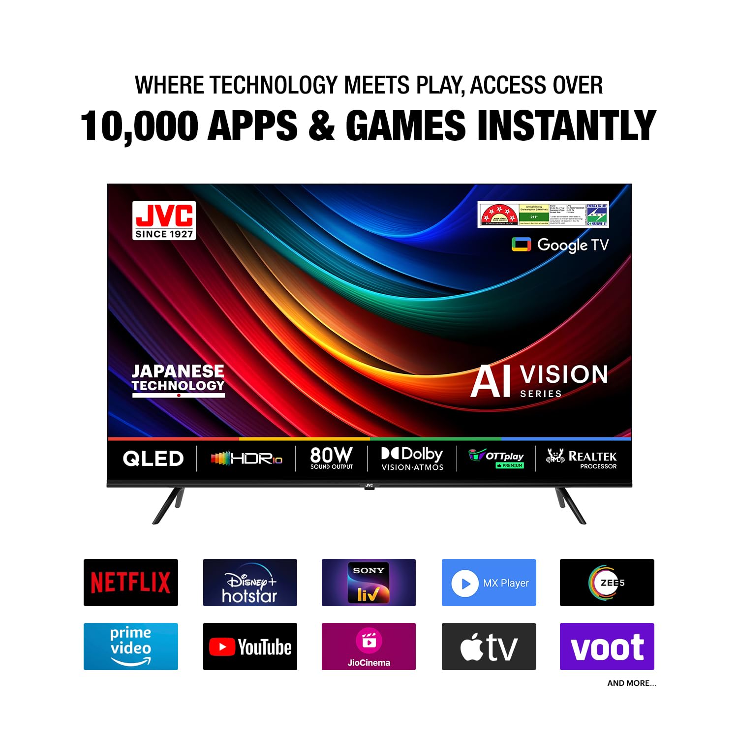 JVC 75 Inch AI Vision Series QLED Google TV LT-75NQ7165C Black - Image 3