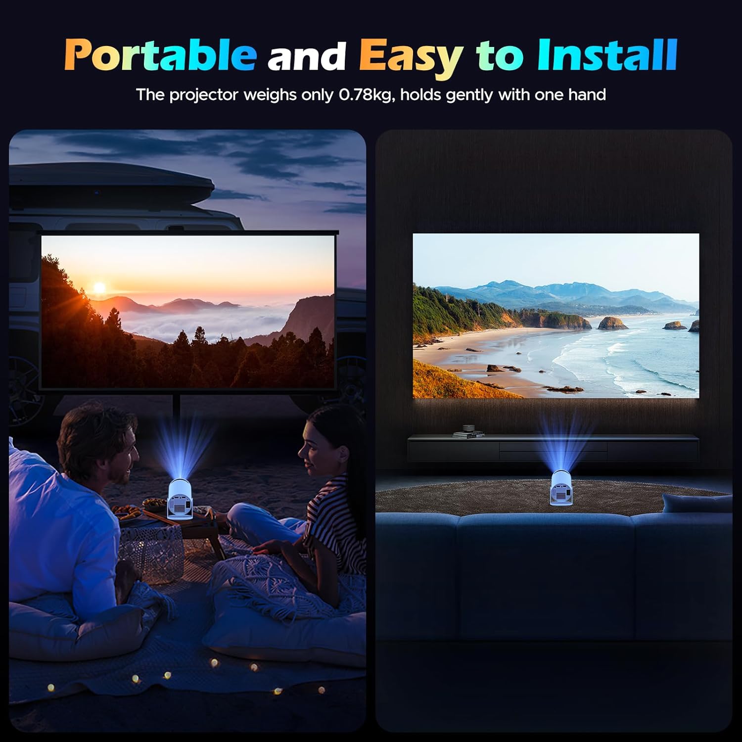 Smart WiFi Bluetooth Mini Projector HD 1080P Android 11.0 270 Degree Rotation - Image 5