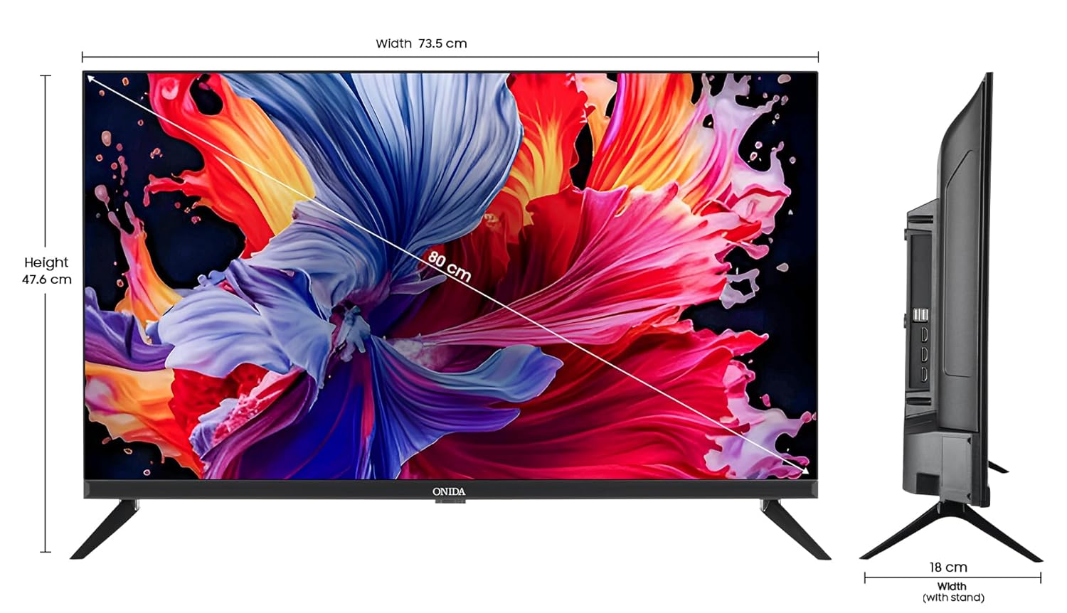 Onida 32 Inch HD Ready Smart Google LED TV Black Glossy Finish - Image 6
