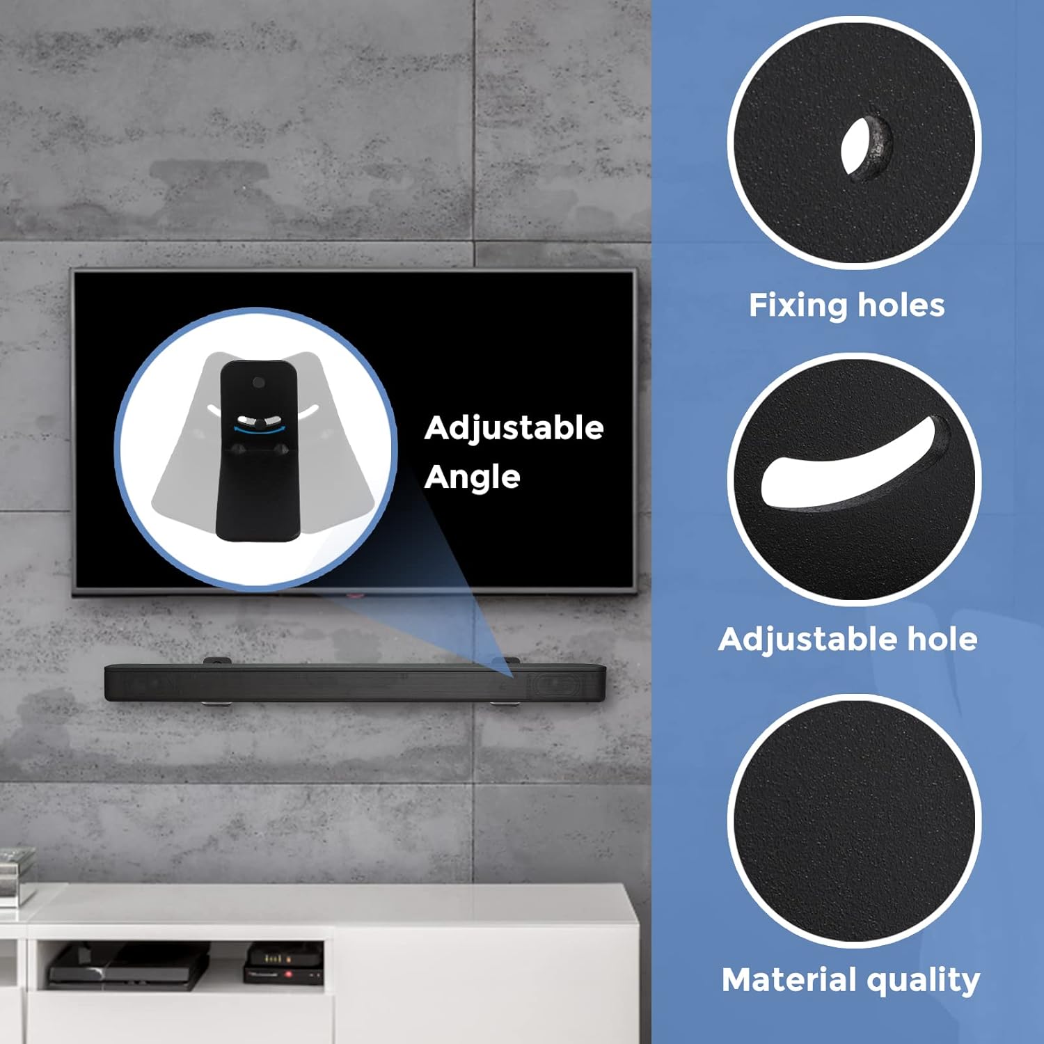 Adjustable Soundbar Wall Mount Shelf for Samsung, Sony, LG, JBL, Vizio, Roku, Bose - Image 4