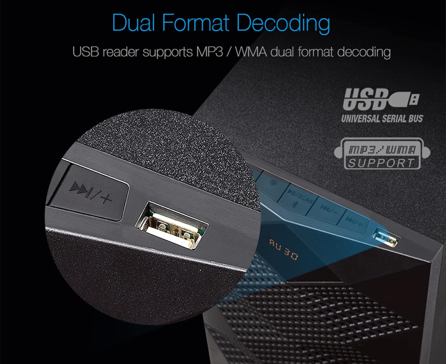F&D A180X Black 2.1 Channel Wireless Bluetooth Multimedia Speakers with Subwoofer and LED Display - Image 7