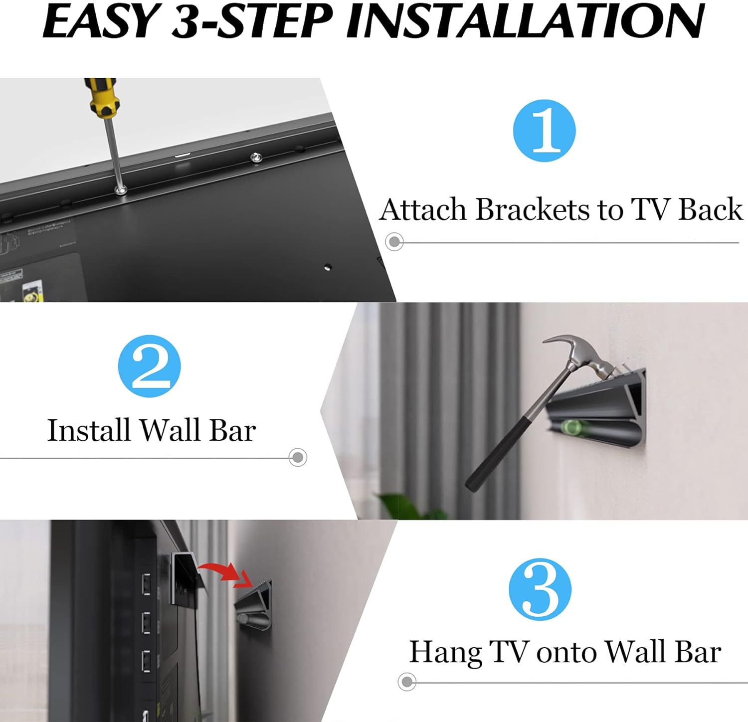 Studless TV Wall Mount No Drill 12-55 inch Flat Screen Hanger 99 lb Capacity - Image 4