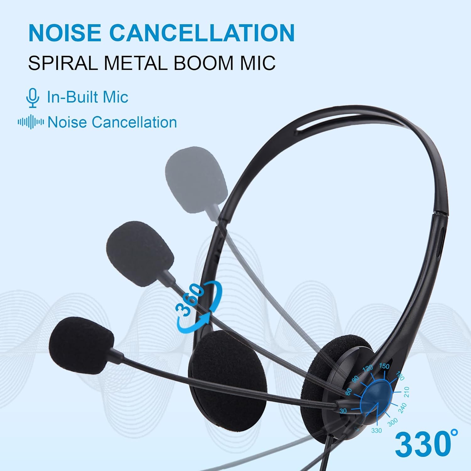 BigPassport USB Wired On-Ear Headphones with Microphone 491 Pro-Tech for Laptops and PCs - Image 3