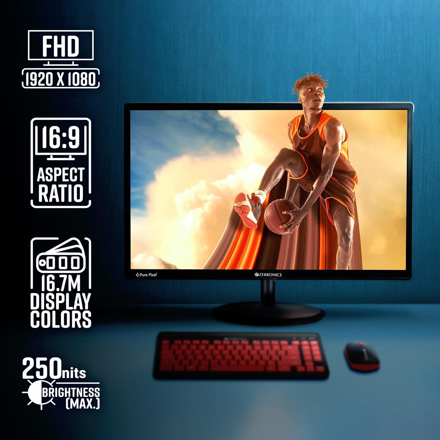 Zebronics PA124 24 Inch FHD 1920x1080 LED Monitor 75Hz HDMI VGA Built-in Speakers Slim - Image 3