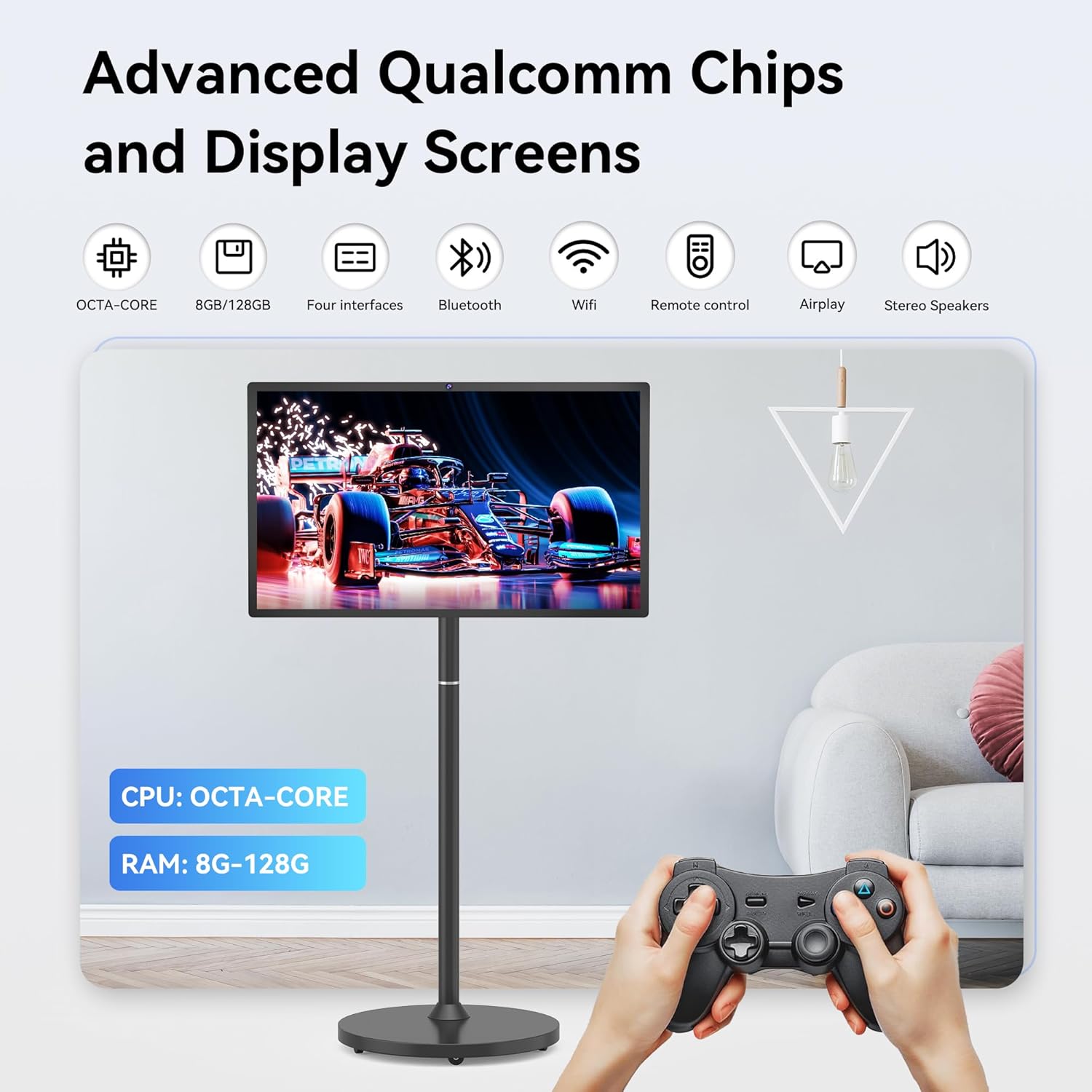 32-Inch Portable 4K Touchscreen Monitor Android 13 Smart TV 8GB RAM 128GB Storage 8-10 Hour Battery Black - Image 5
