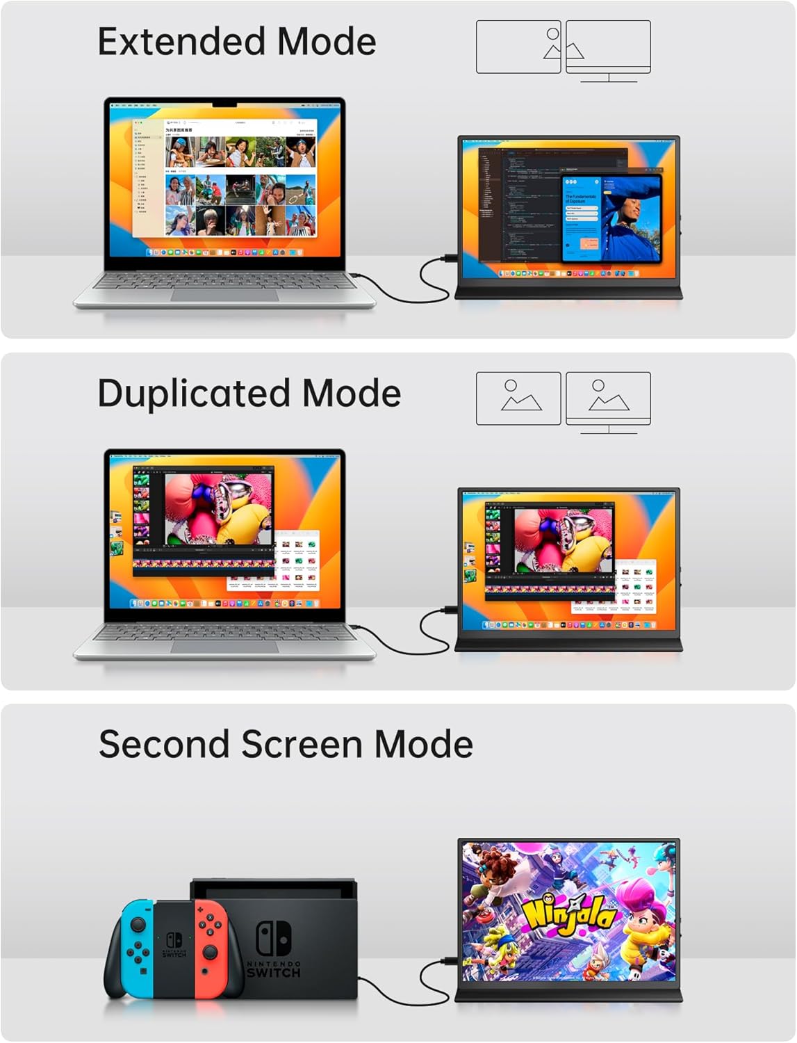 10.5" FHD 1920x1280 Portable Monitor 400Nits Eye Care HDR Gaming Display with Smart Cover and Speaker - Image 6