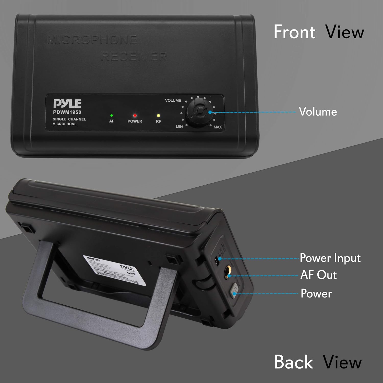 PYLE PDWM1950 Compact UHF Wireless Microphone System with Handheld Mic and Desktop Receiver - Image 2