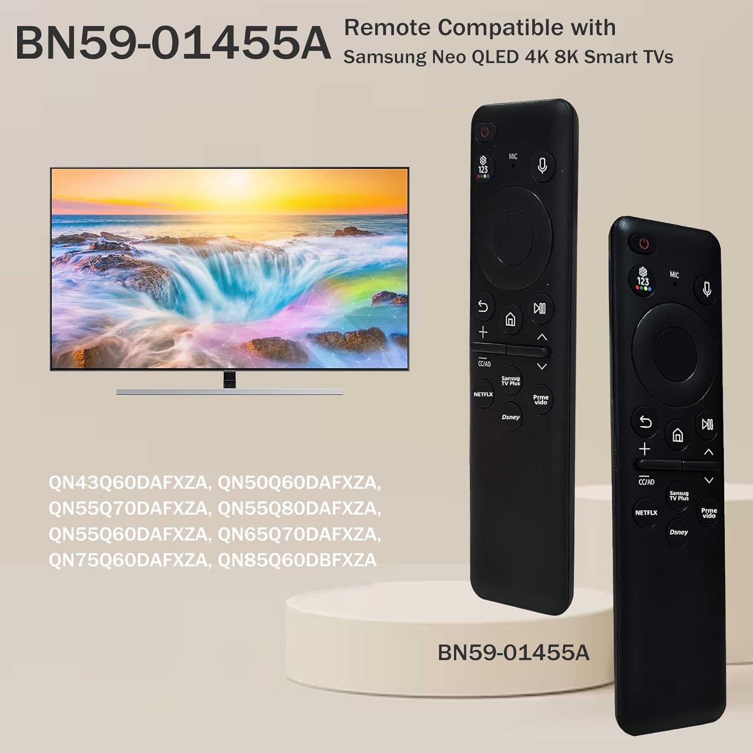 Rechargeable Solar Voice Remote BN59-01455A for Samsung Neo QLED UHD OLED Smart TVs - Image 2