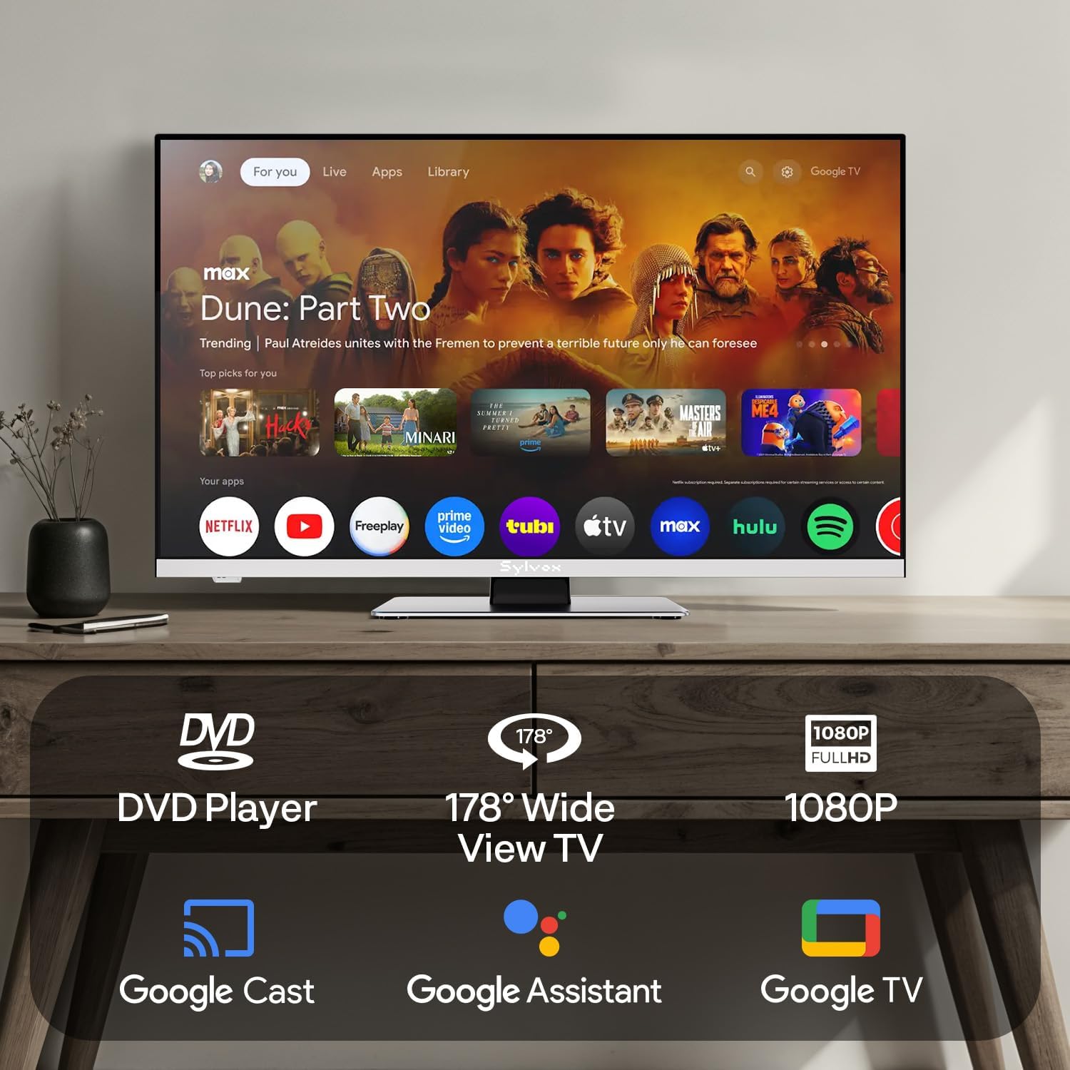Sylvox 22 Inch Smart RV TV with Built-in DVD Player 1080P Full HD Wide Viewing Angle - Image 3