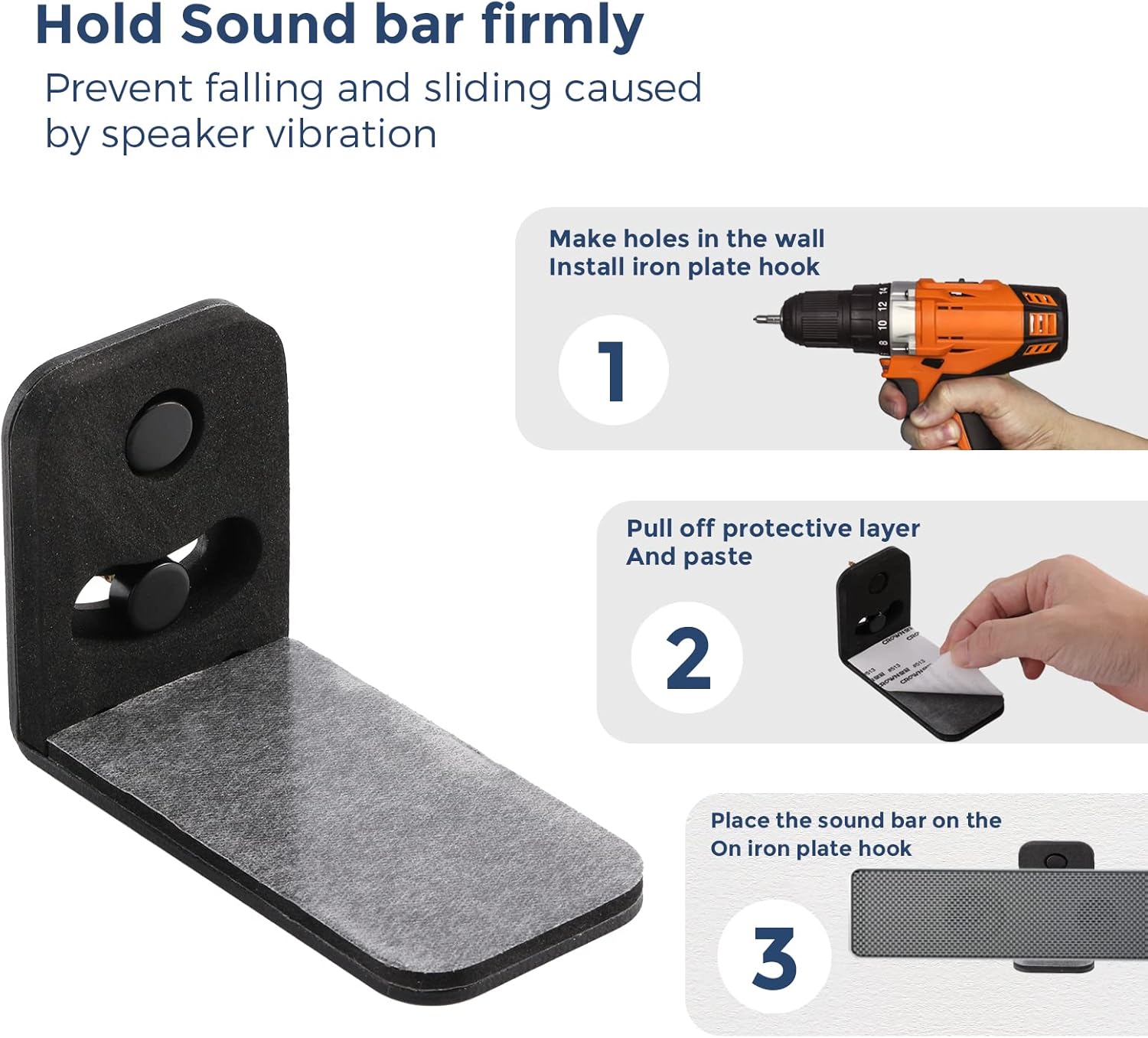 Adjustable Soundbar Wall Mount Shelf for Samsung, Sony, LG, JBL, Vizio, Roku, Bose - Image 5