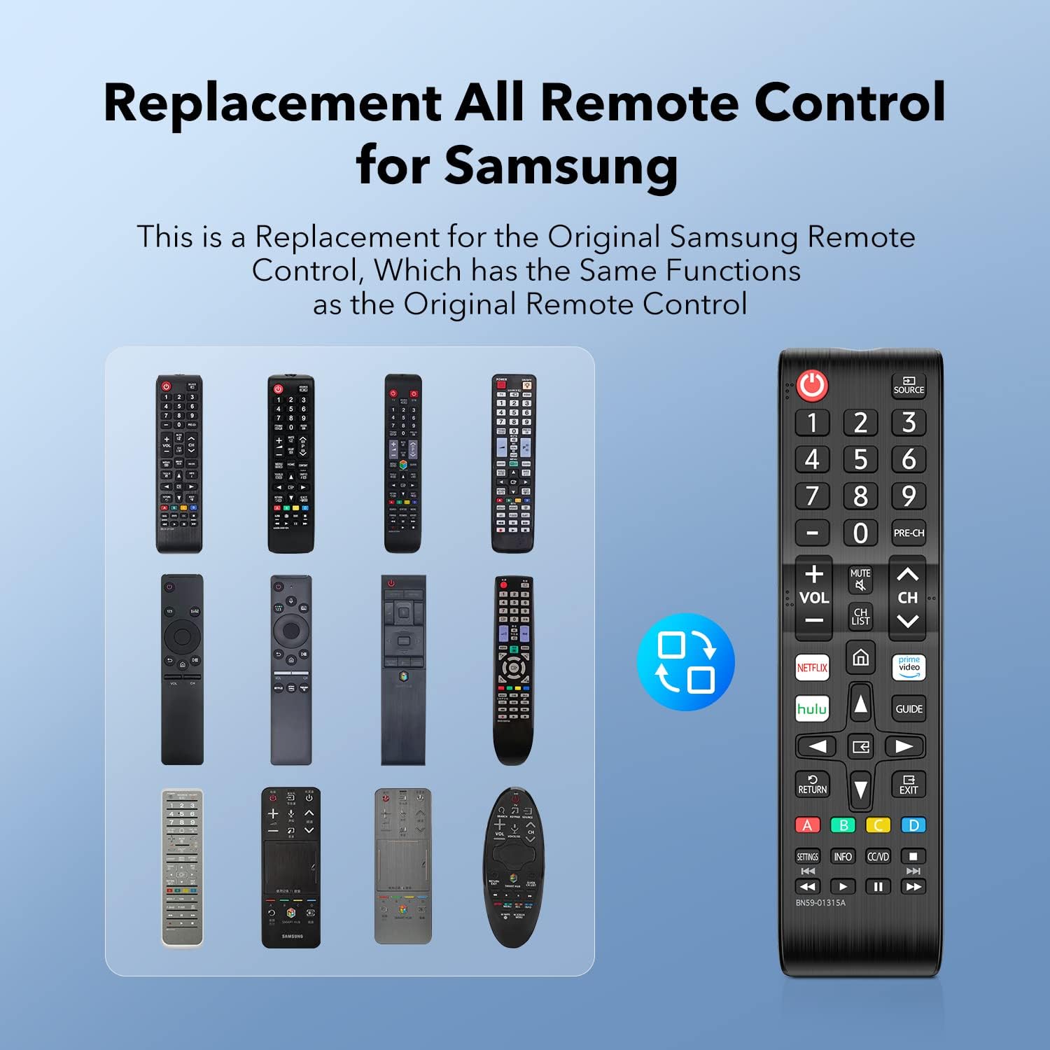Pack of 2 Universal Samsung TV Remote Control Replacement for Smart LED LCD HDTV 3D - Image 2