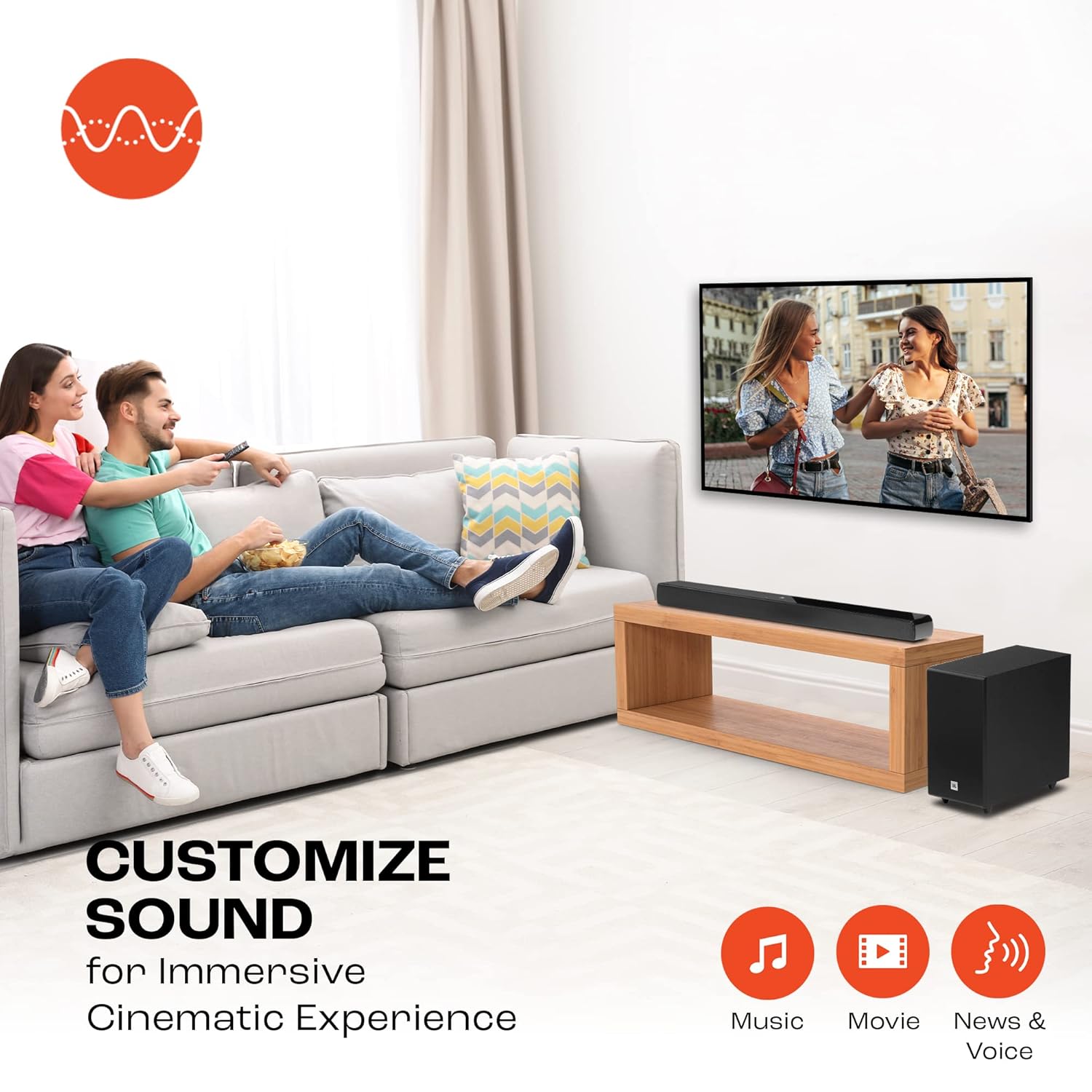 JBL Cinema SB241 110W 2.1 Channel Soundbar with Wired Subwoofer Bluetooth HDMI ARC - Image 5