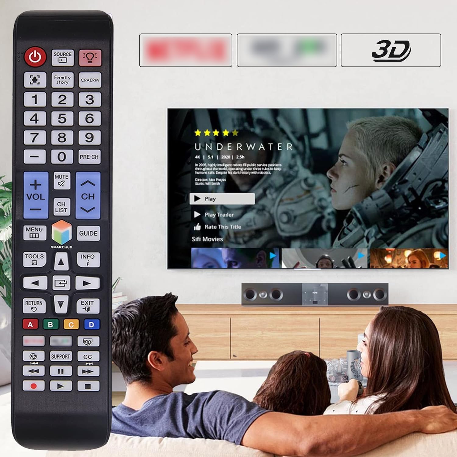 MYHGRC Backlit Replacement Remote for Samsung LED Smart TVs Netflix Smart Hub - Image 5
