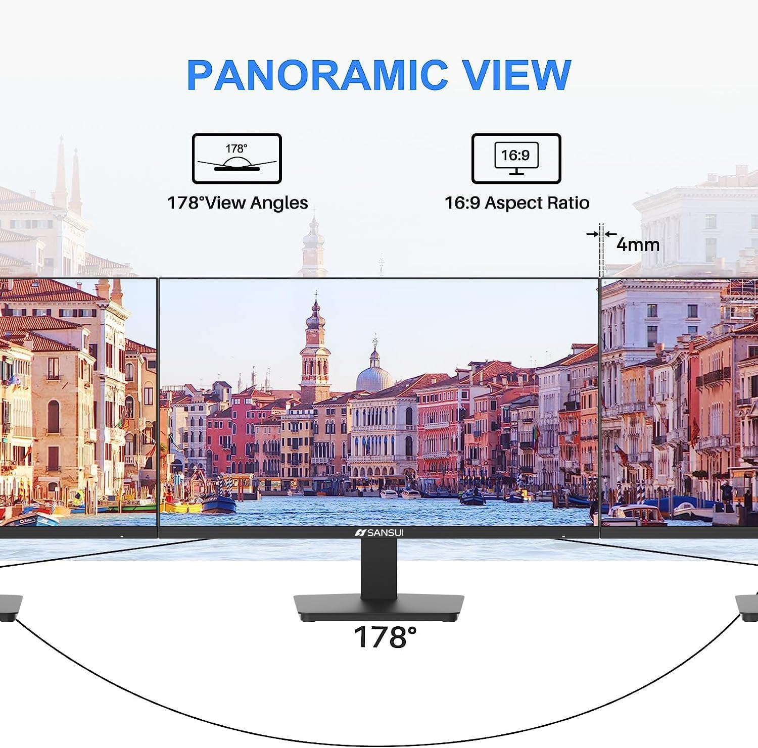 SANSUI 22-inch 1080p FHD 75Hz Computer Monitor, HDMI/VGA, Slim Bezel, Ergonomic Tilt, Eye Care LED, New - Image 6