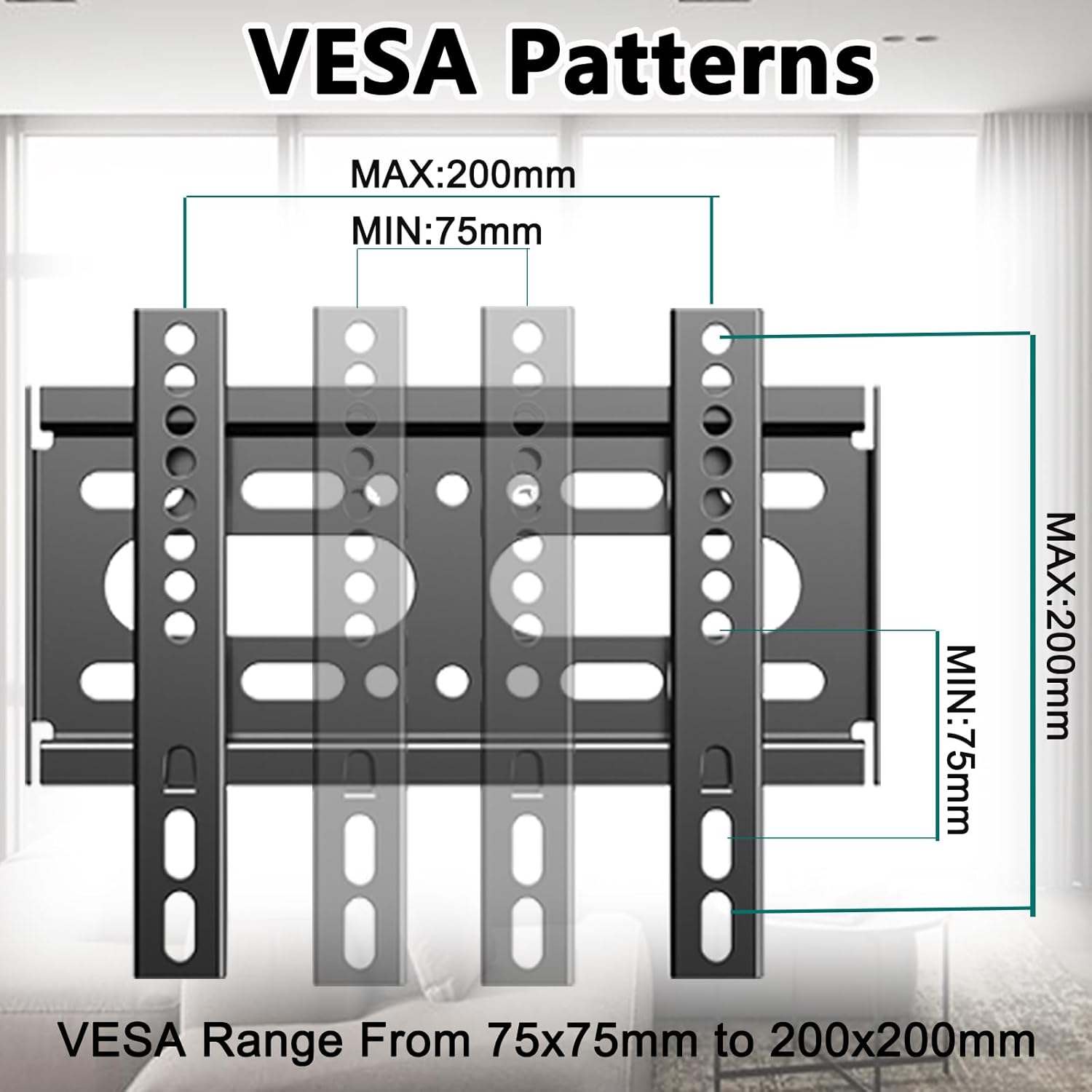 Ultra Slim 14-42 Inch TV and Monitor Wall Mount Bracket, 55lbs Capacity, VESA 200x200mm - Image 4