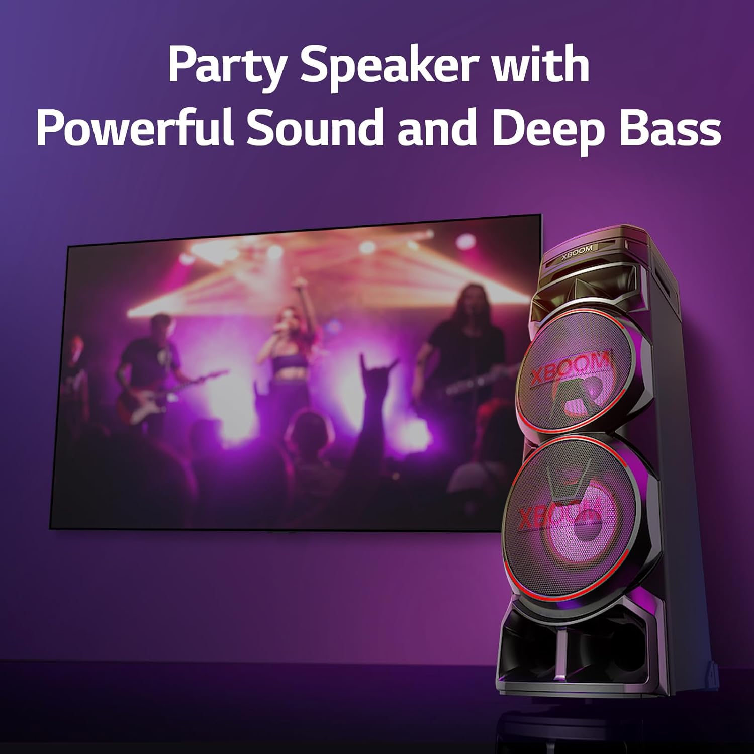 LG XBOOM RNC9 Party Speaker with Multi Color Lighting and Karaoke, 1 Mic/1 Guitar Input - Image 4