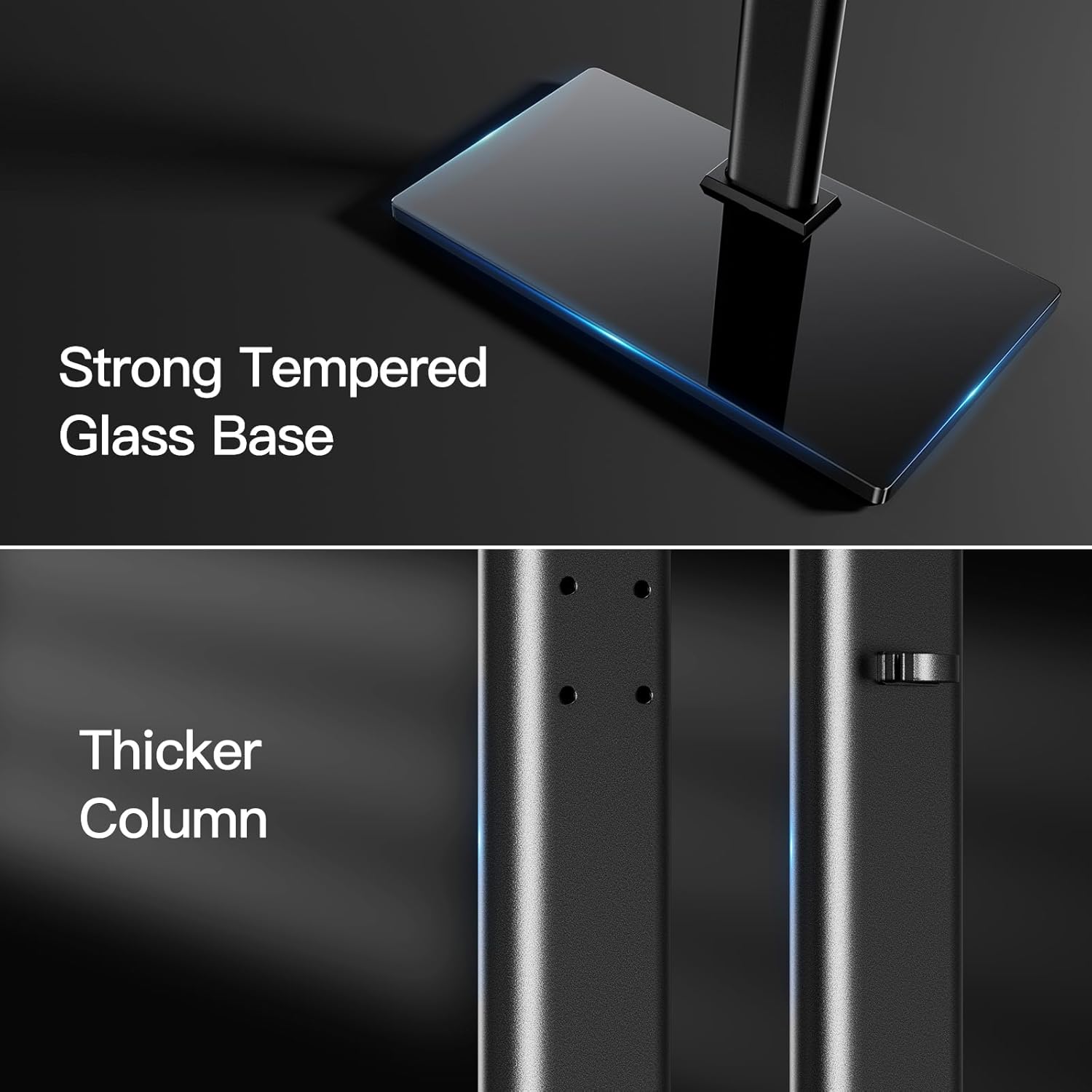 PERLESMITH Swivel Universal TV Stand Base for 32-60 Inch TVs Tempered Glass 88lbs Capacity - Image 5