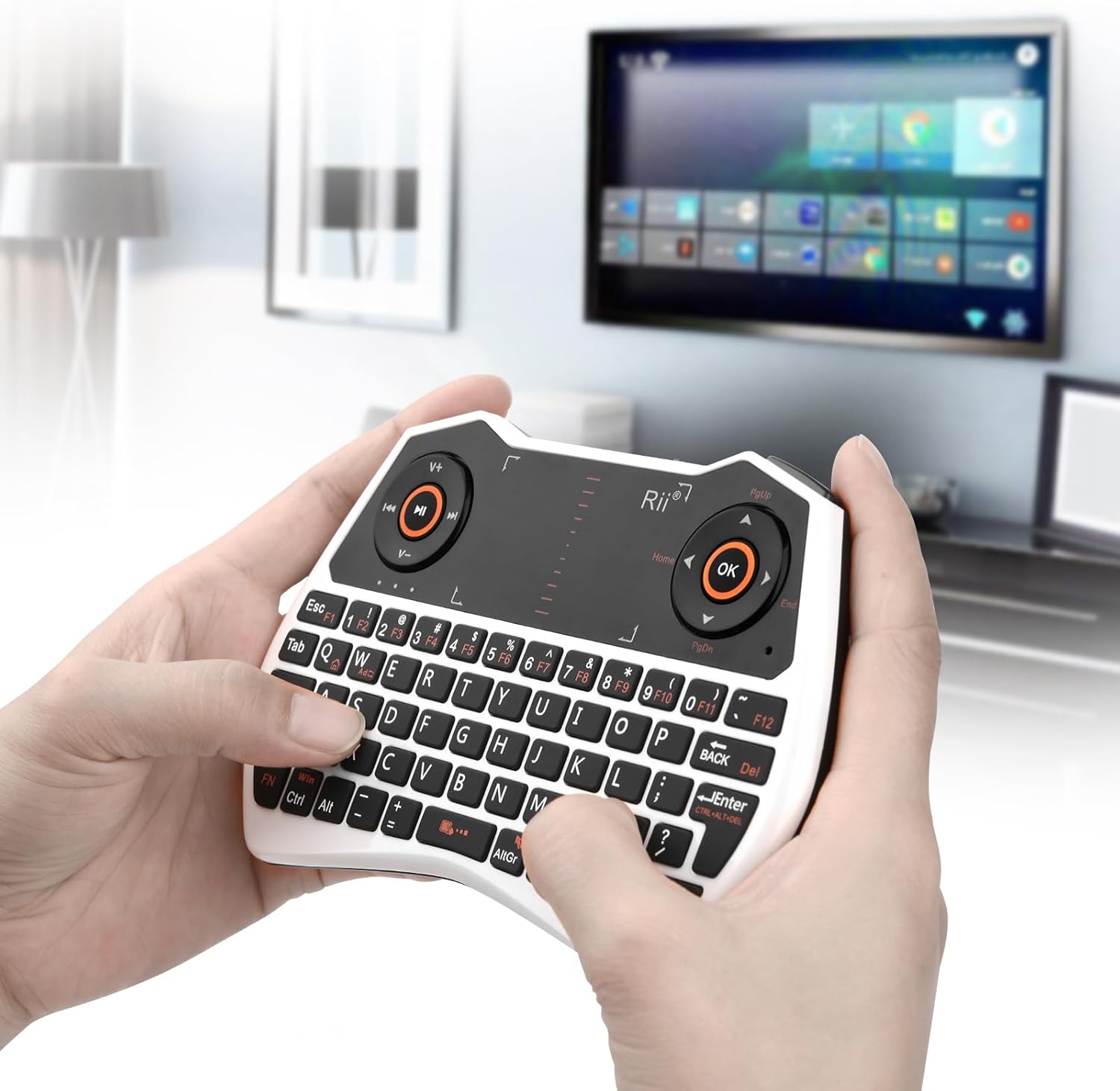 Rii K28 White 2.4GHz Wireless Mini Keyboard with Backlit Touchpad and Built-in Mic - Image 8