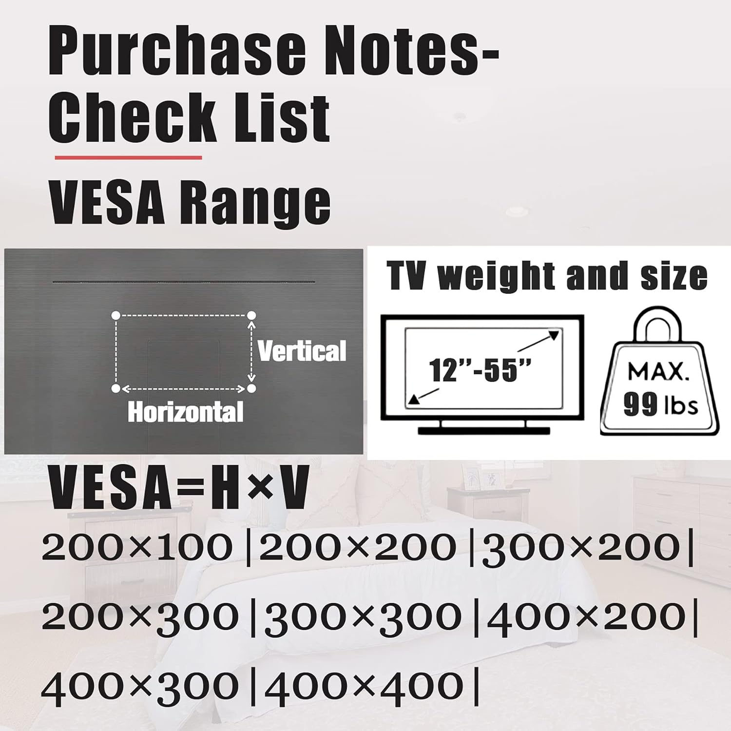 Studless TV Wall Mount No Drill 12-55 inch Flat Screen Hanger 99 lb Capacity - Image 5