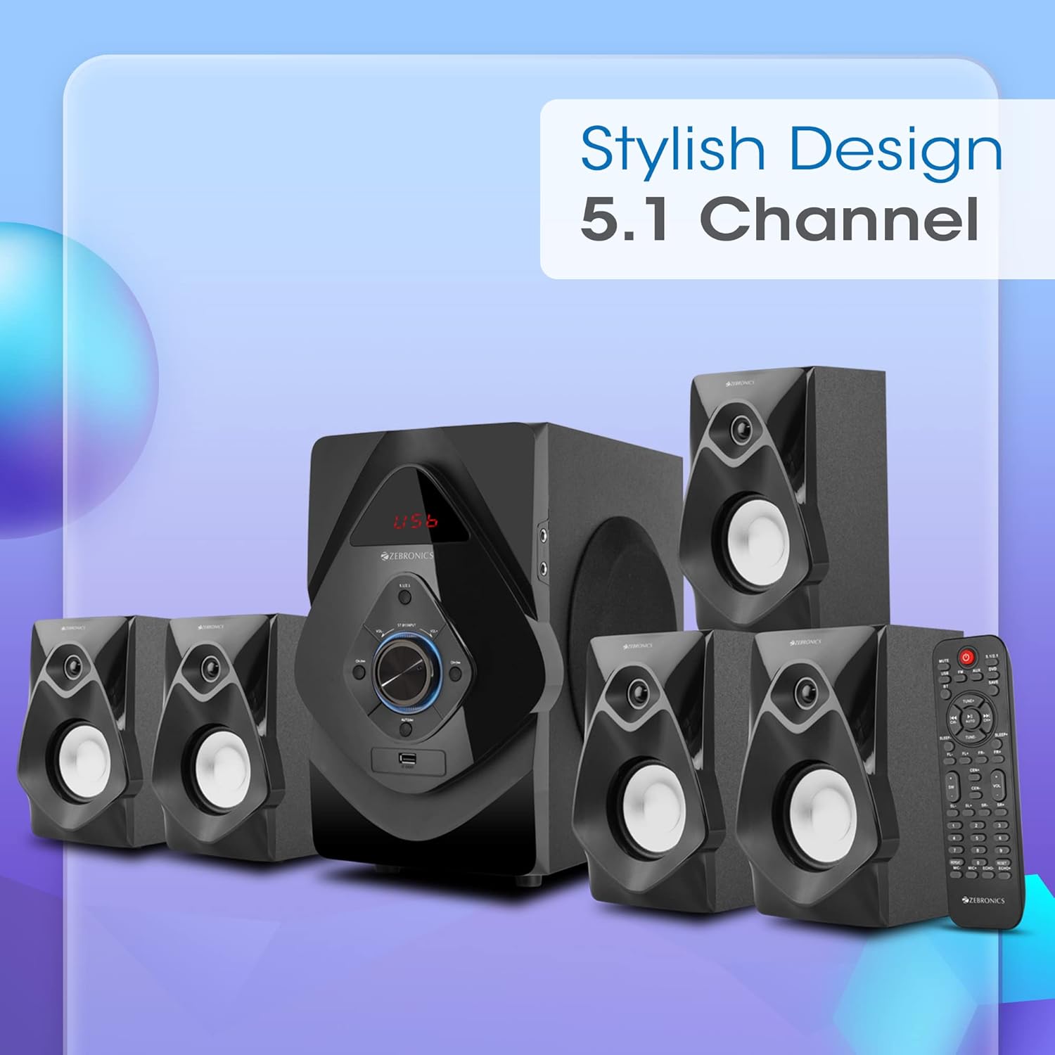 Zebronics BT8591RUCF 5.1 Channel 125W RMS Home Theater Speaker System with 6.5" Subwoofer and Bluetooth 5.0 - Image 2