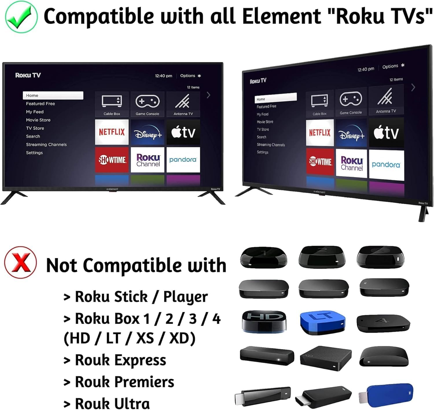 Element Smart 4K Ultra HDTV Replacement Remote Control - Universal App Support, New Condition - Image 9