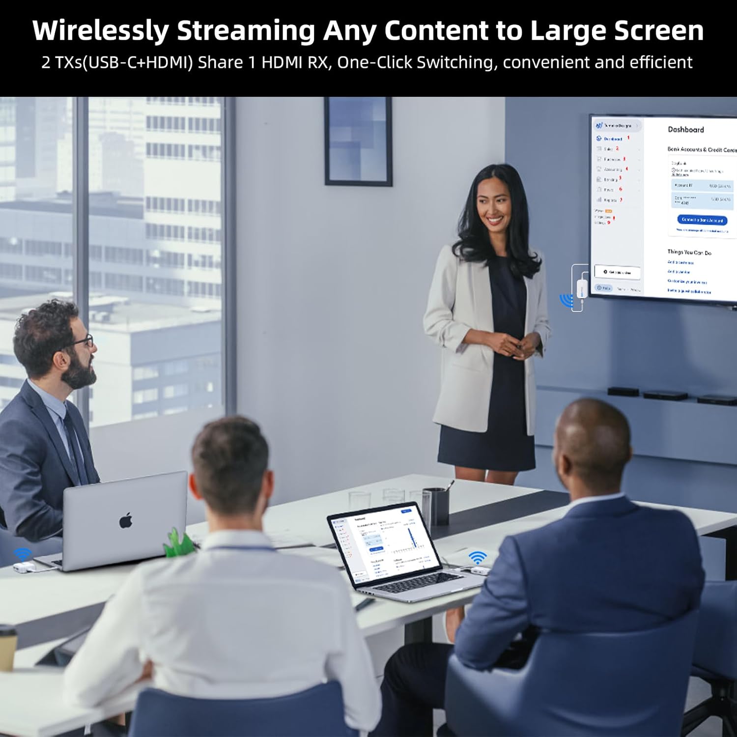 1080P 60Hz Wireless USB-C HDMI Transmitter Receiver Kit 98Ft, Streaming Audio Video from Laptop PC Smartphone to TV Projector - Image 2
