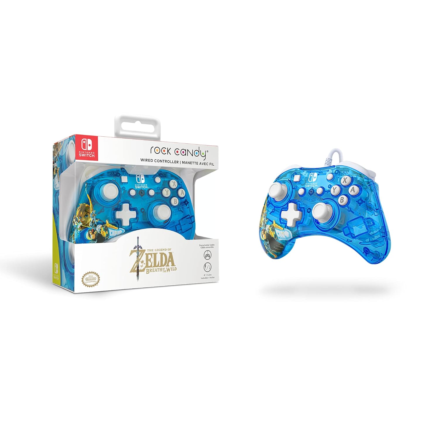 PDP Rock Candy Wired Gaming Controller for Nintendo Switch Zelda Blue See Through OLED Lite Compatible - Image 3