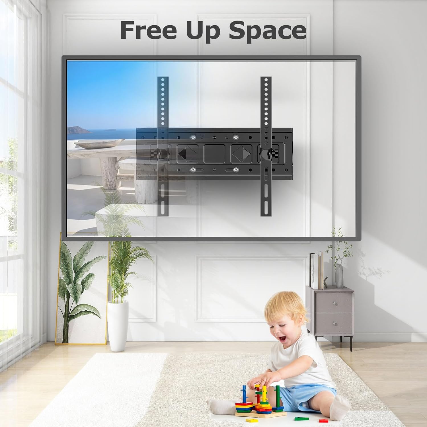 Full Motion 26-65 Inch TV Wall Mount Articulating Swivel Tilt Bracket for Wood Studs - Image 9