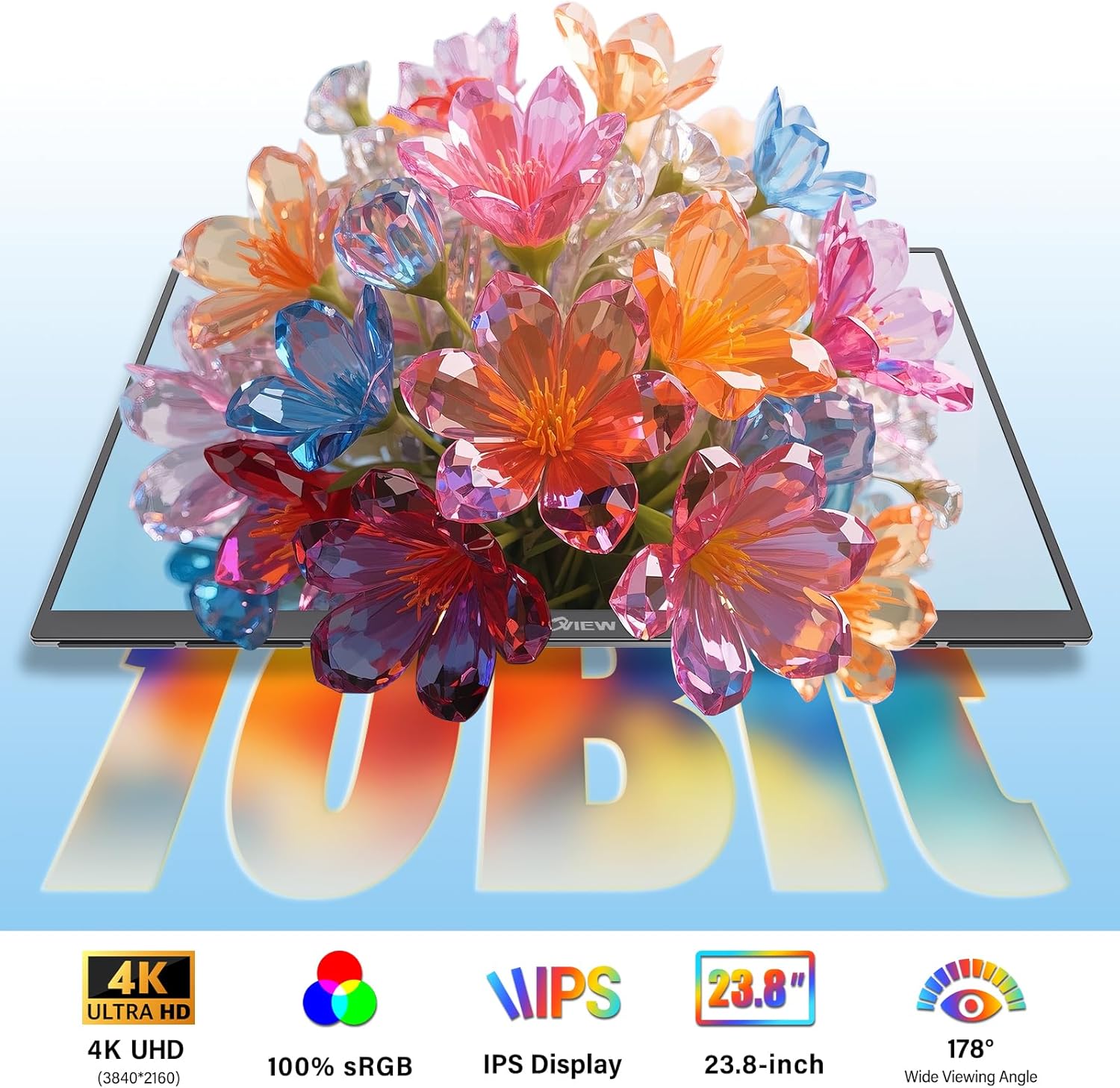 Innoview 23.8" 4K UHD Portable Monitor 100% sRGB IPS with Stand - Image 3