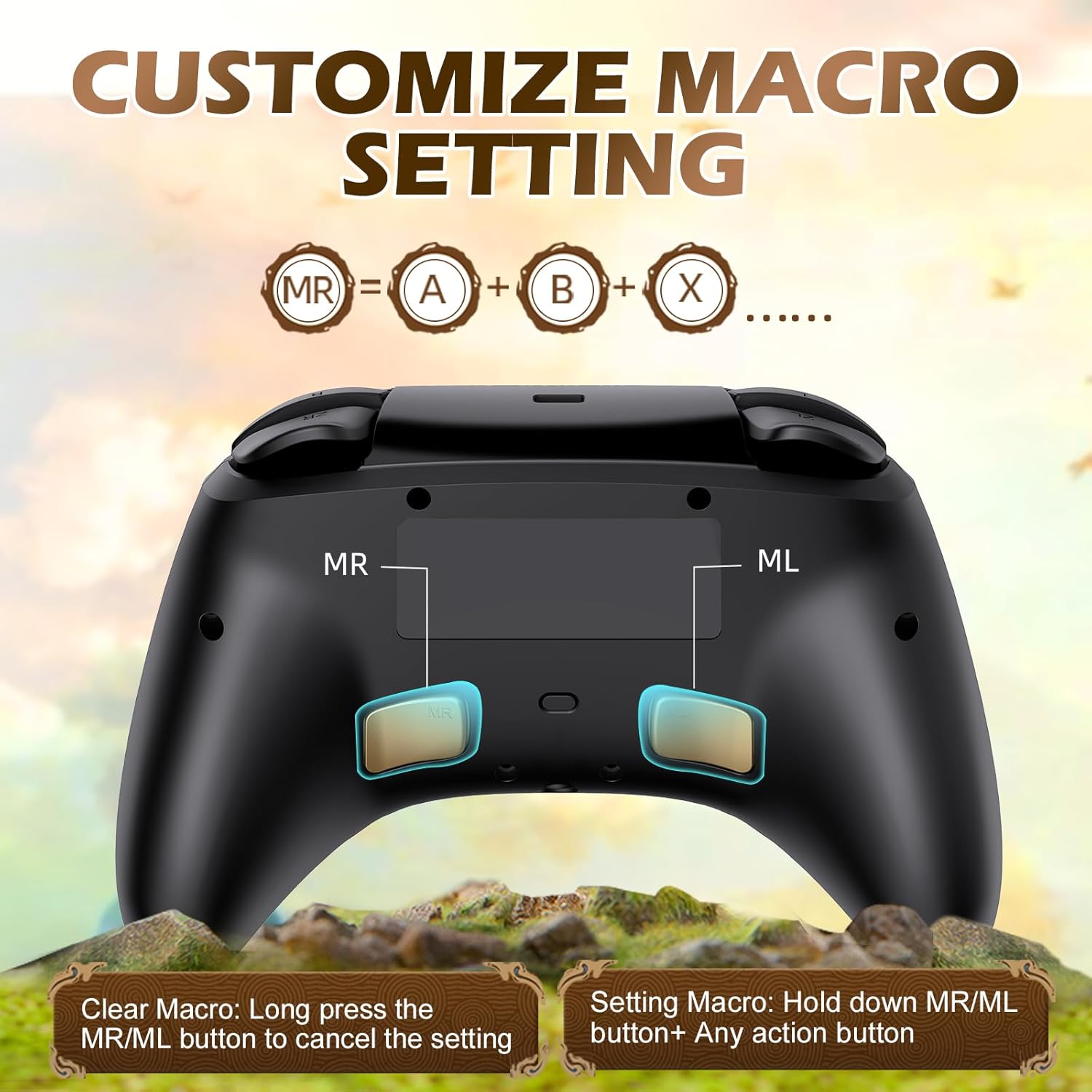 IINE RGB Wireless Pro Controller for Nintendo Switch Lite OLED with Headset Jack Turbo Macro Wake-Up Vibration - Image 3