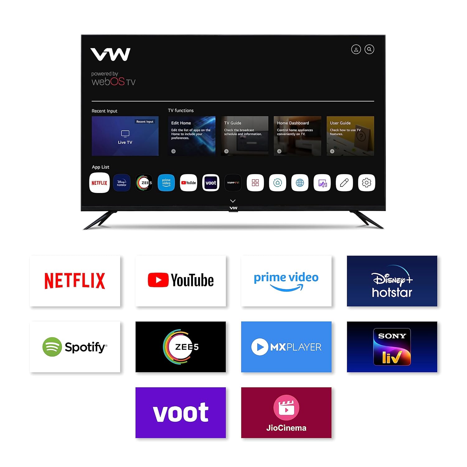 VW 50 Inch QL Frameless 4K Ultra HD Smart QLED TV VW50QUW1 Black - Image 4