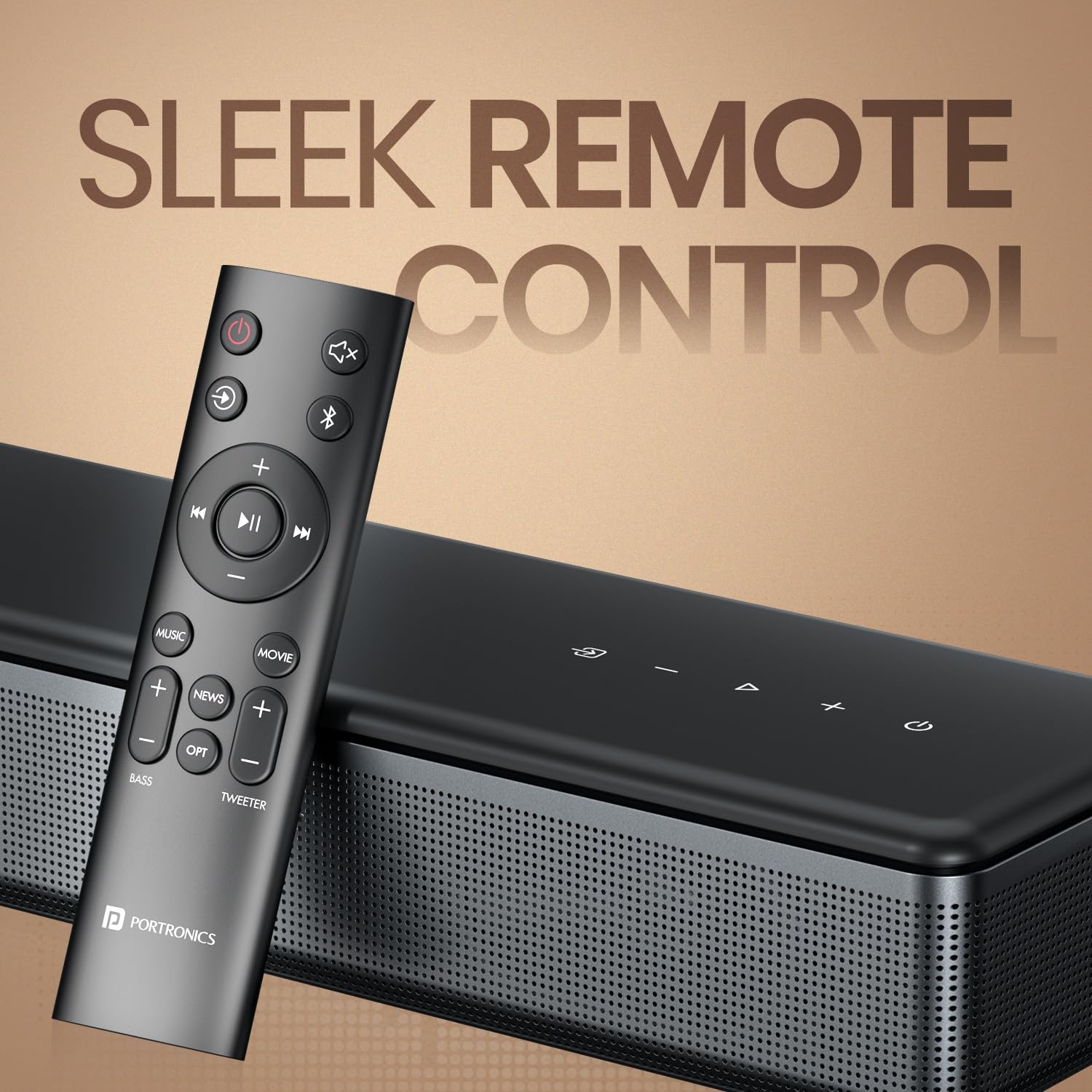 Portronics Sound Slick X 250W 2.1 Channel Bluetooth Soundbar with Wired Subwoofer, Black - Image 6