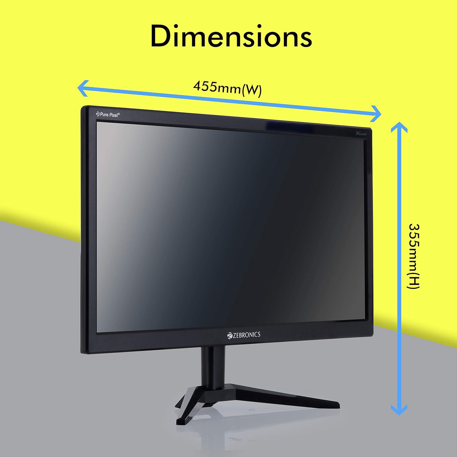 Zebronics 18.5 Inch HD Slim Monitor Anti Glare Plug and Play Built-in Power Supply VGA Wall Mount - Image 6