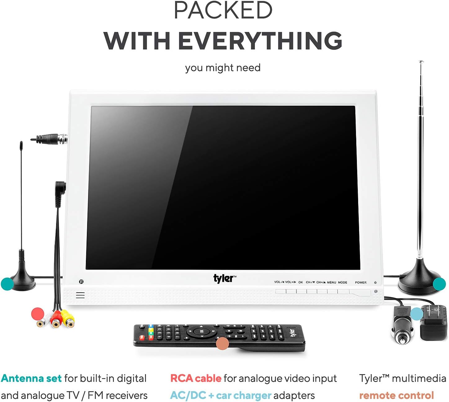 Tyler 13.3 Inch Portable LCD TV Monitor 1080P Rechargeable Battery HDMI SD USB - Image 5